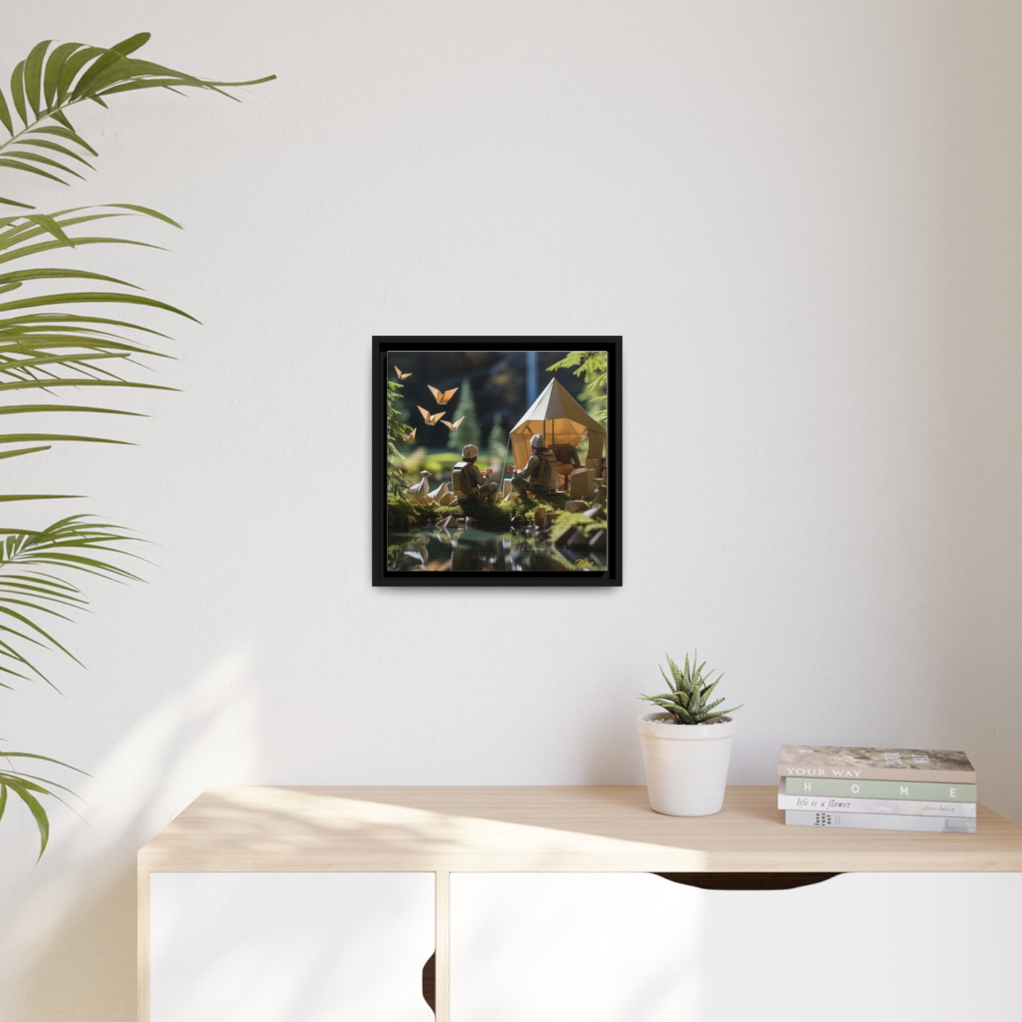 Relaxing By The Brook Series Print #5 - Black Framed Canvas Print