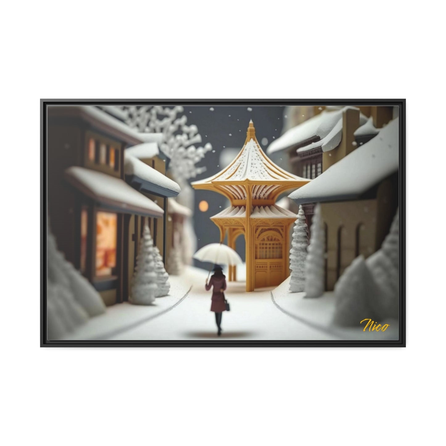 Asian Snow Series Print #5 - Extended Black Framed Canvas Print