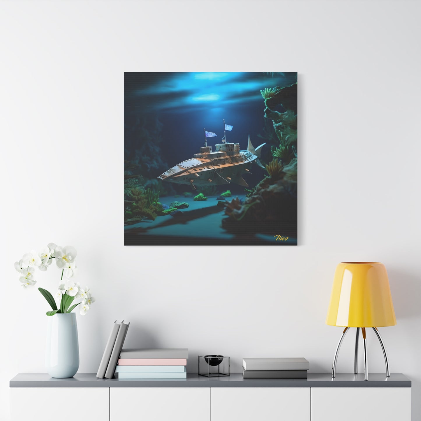 20,000 Leagues Under The Sea Series Print #3 - Streched Matte Canvas Print, 1.25" Thick