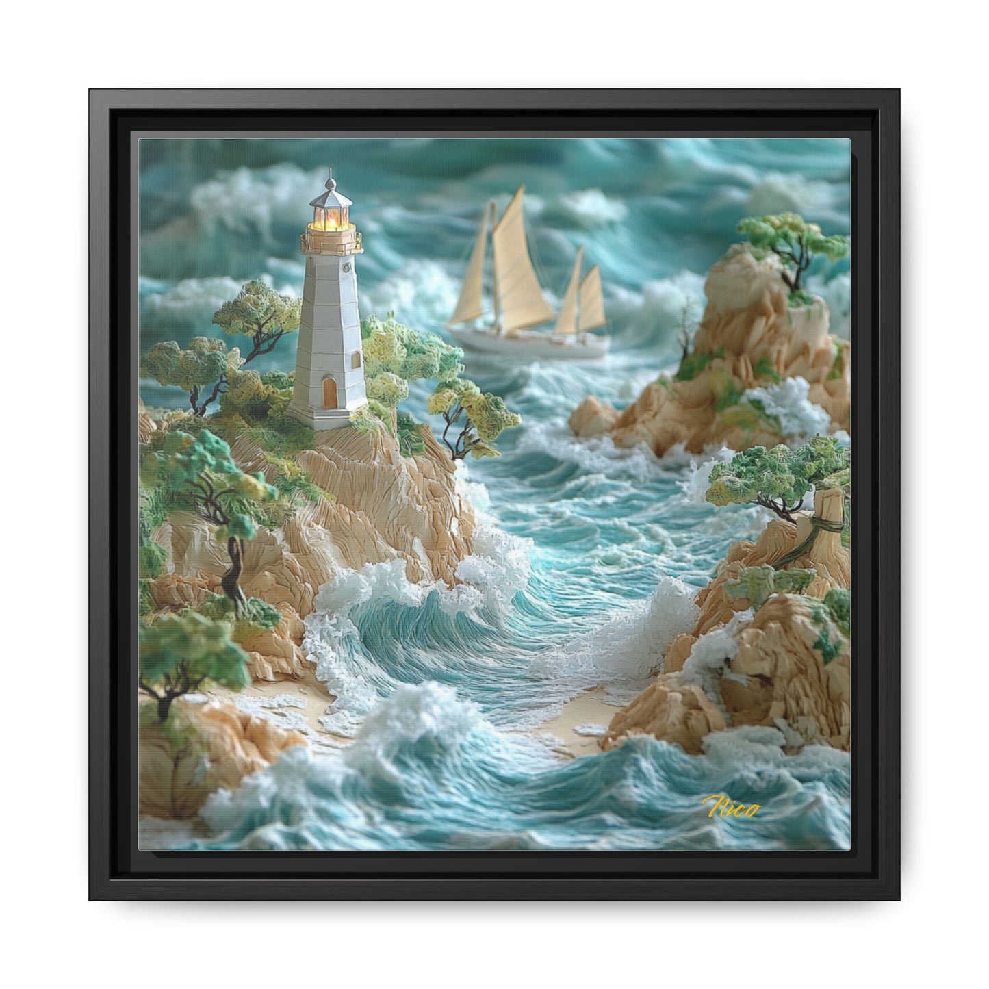 By The Seaside Series Print #9 - Black Framed Canvas Print