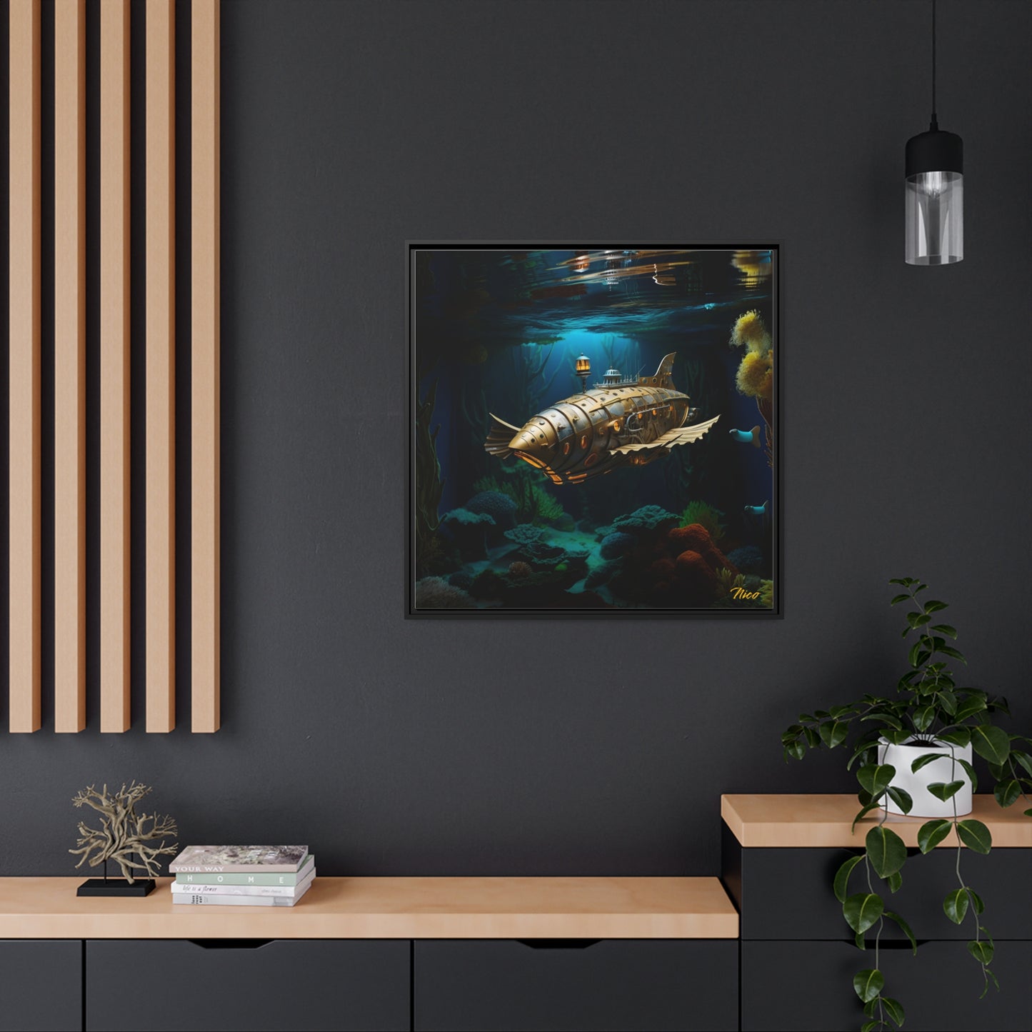 20,000 Under The Sea Series Print #9 - Black Framed Canvas Print