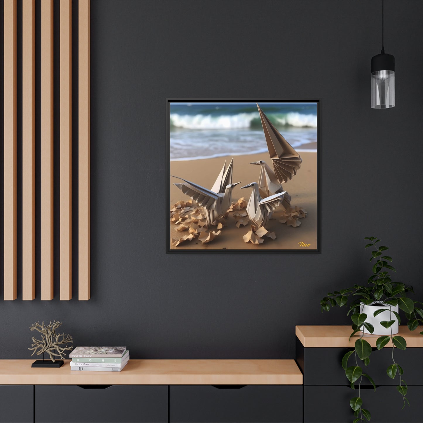 By The Seaside Series Print #1 - Black Framed Canvas Print