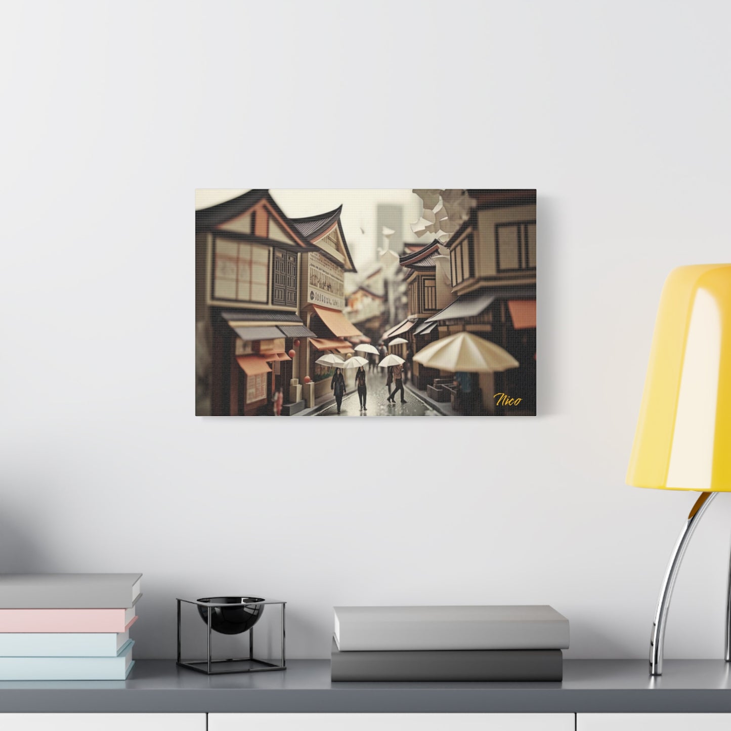 Oriental Rain Series Print #7 - Streched Matte Extended Canvas Print, 1.25" Thick