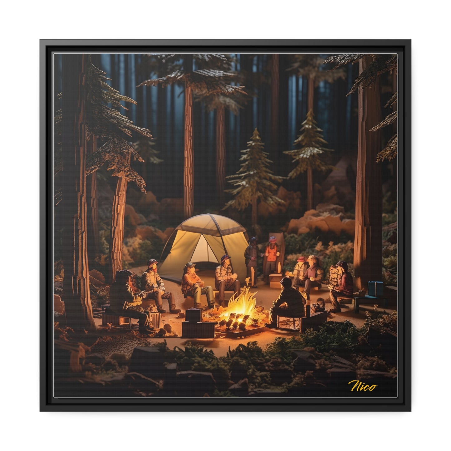 Campfire Series Print #8 - Black Framed Canvas Print