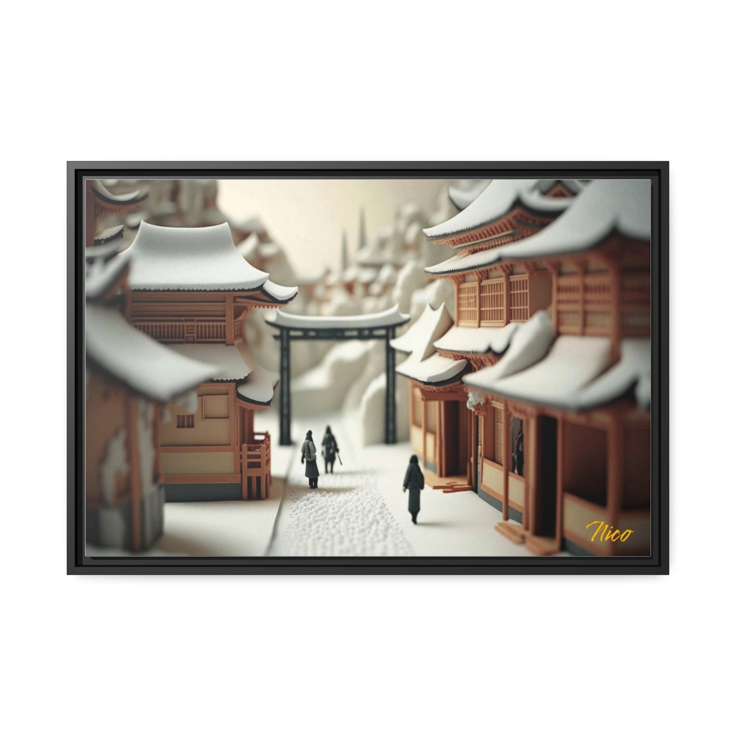 Asian Snow Series Print #2 - Extended Black Framed Canvas Print