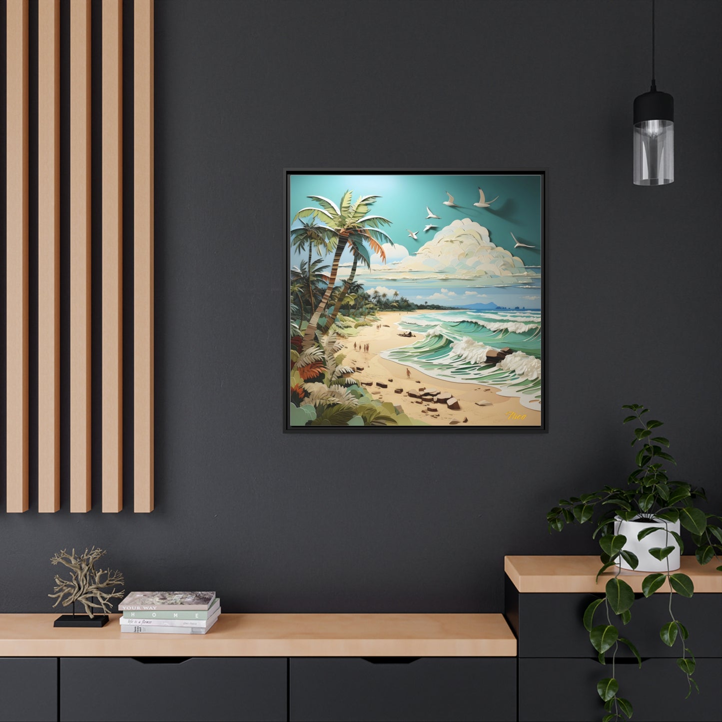 By The Seaside Series Print #2 - Black Framed Canvas Print