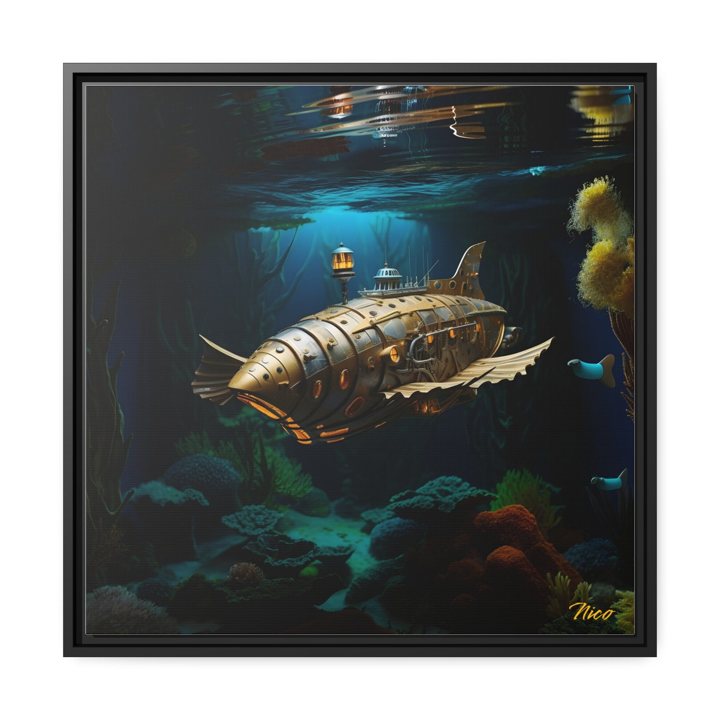 20,000 Under The Sea Series Print #9 - Black Framed Canvas Print