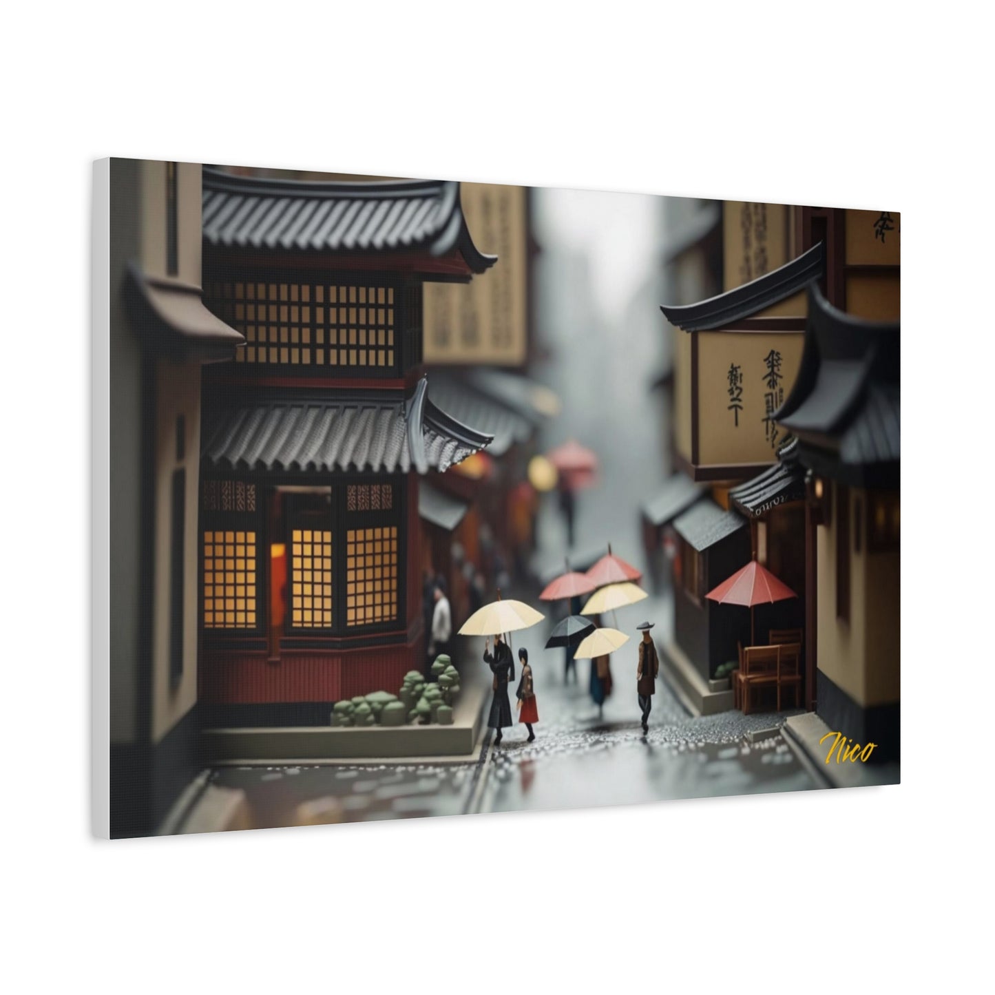 Oriental Rain Series Print #9 - Streched Matte Extended Canvas Print, 1.25" Thick