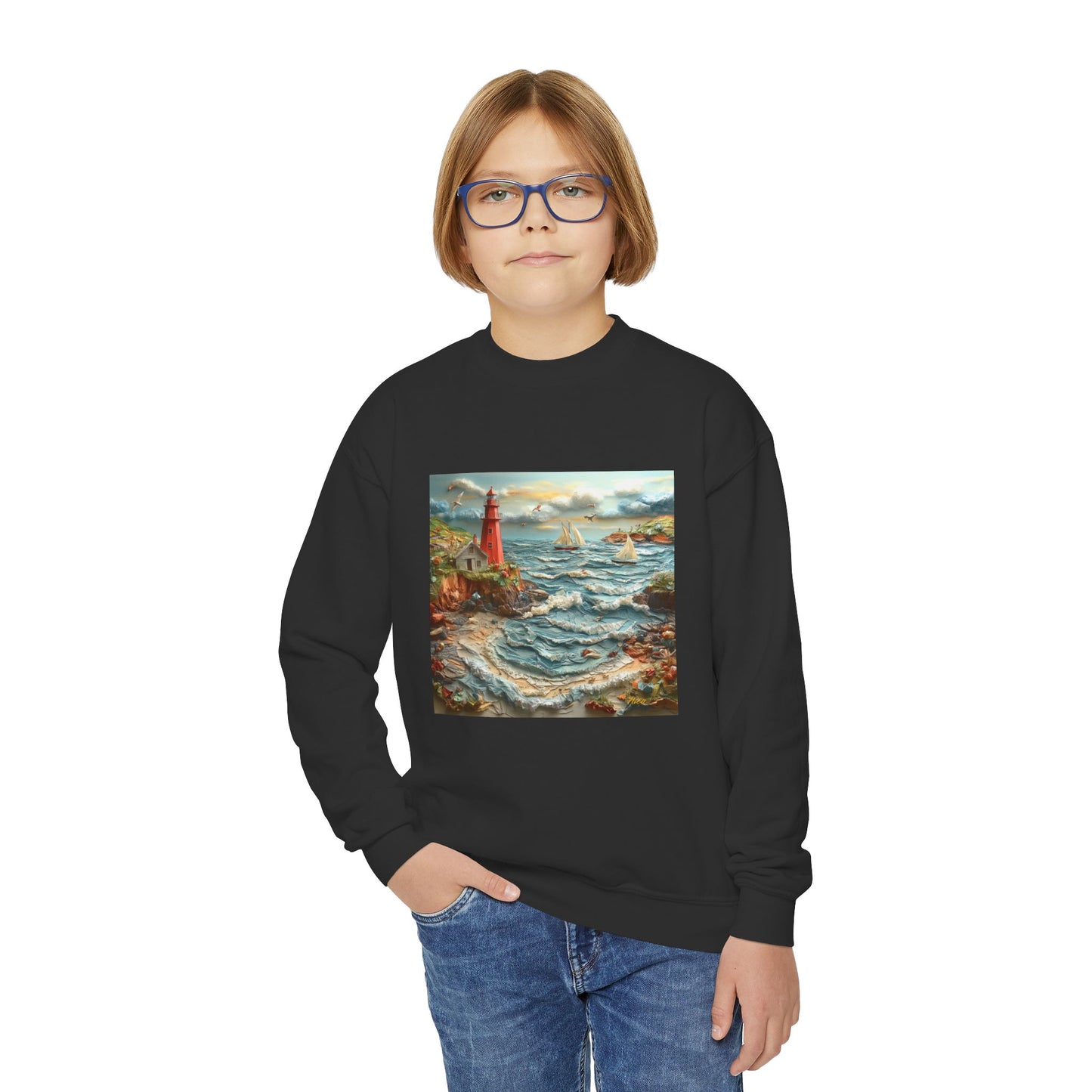 By The Seaside Series Print #2 Youth Crewneck Sweatshirt