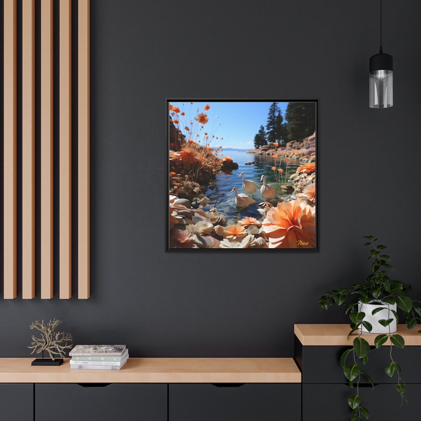 Mountain Lake Series Print #4 - Black Framed Canvas Print