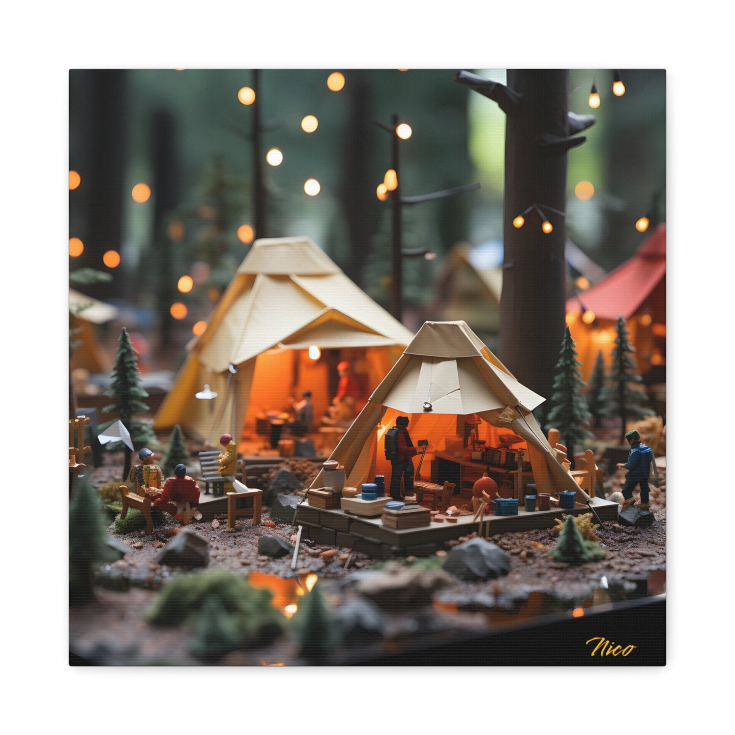 Camping In The Rain Series Print #4 - Streched Matte Canvas Print, 1.25" Thick