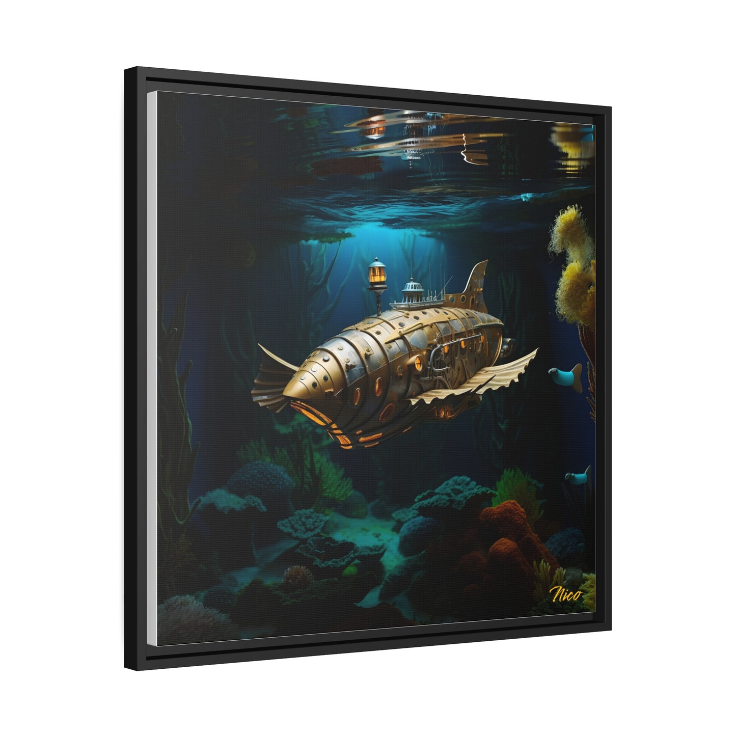 20,000 Under The Sea Series Print #9 - Black Framed Canvas Print