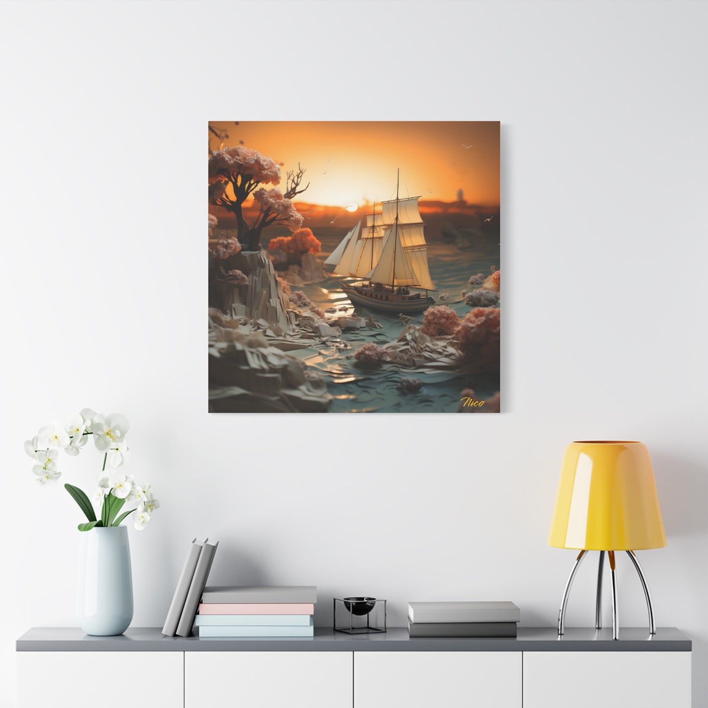 Into The Sunset Series Print #3 - Streched Matte Canvas Print, 1.25" Thick