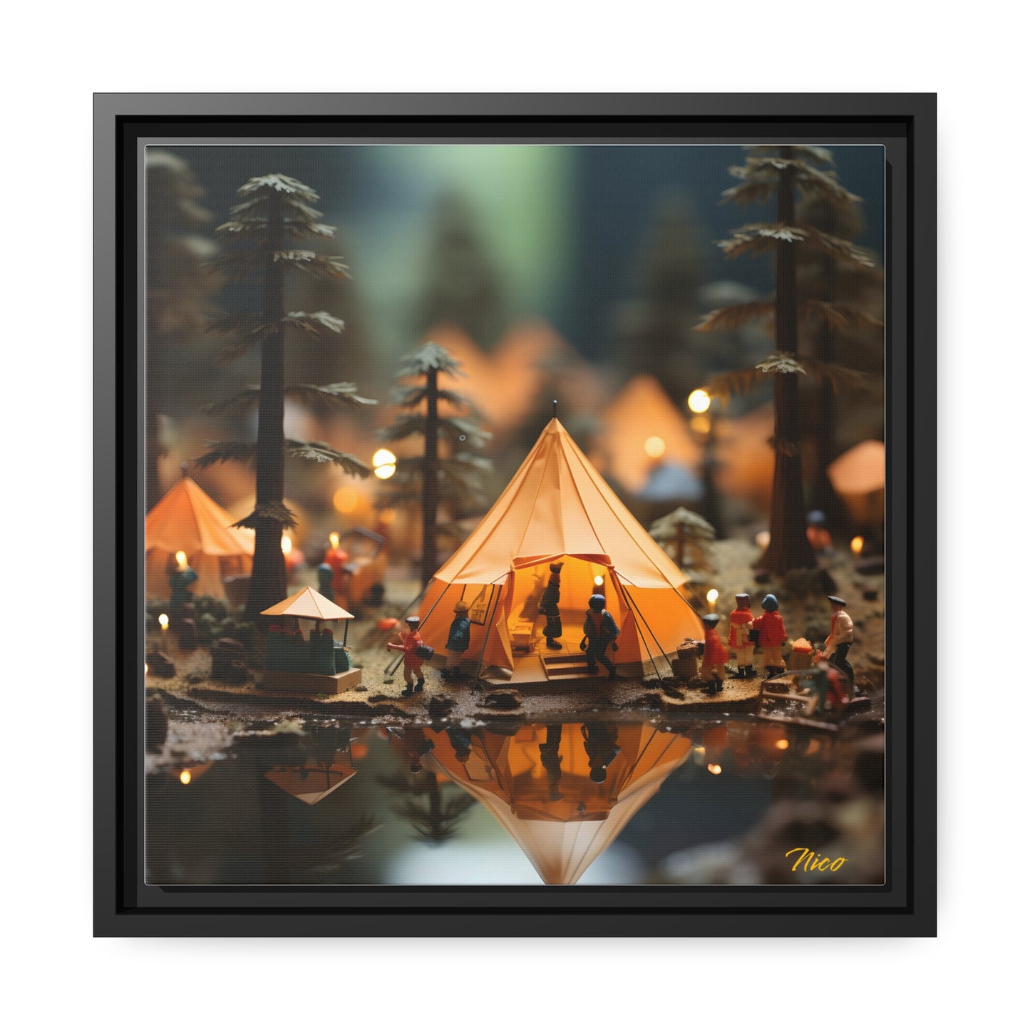 Camping In The Rain Series Print #6 - Black Framed Canvas Print