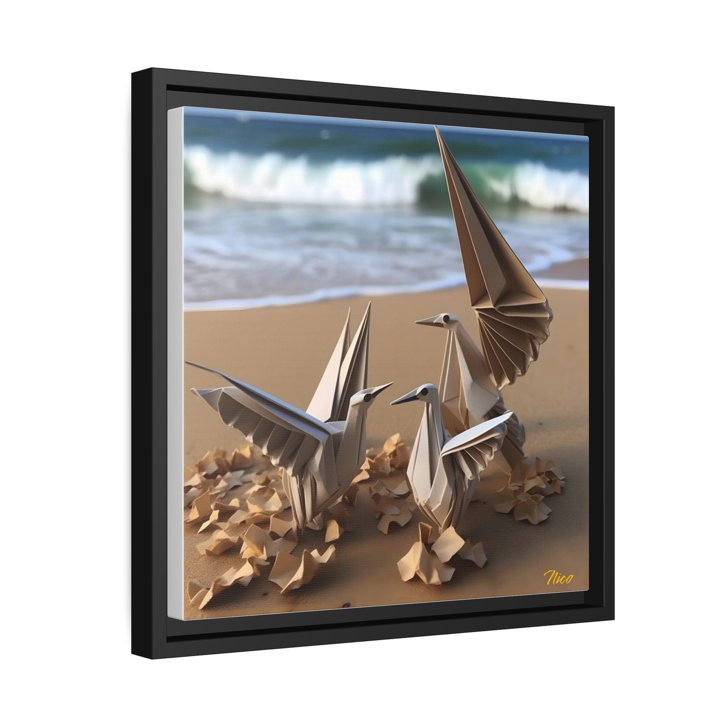 By The Seaside Series Print #1 - Black Framed Canvas Print