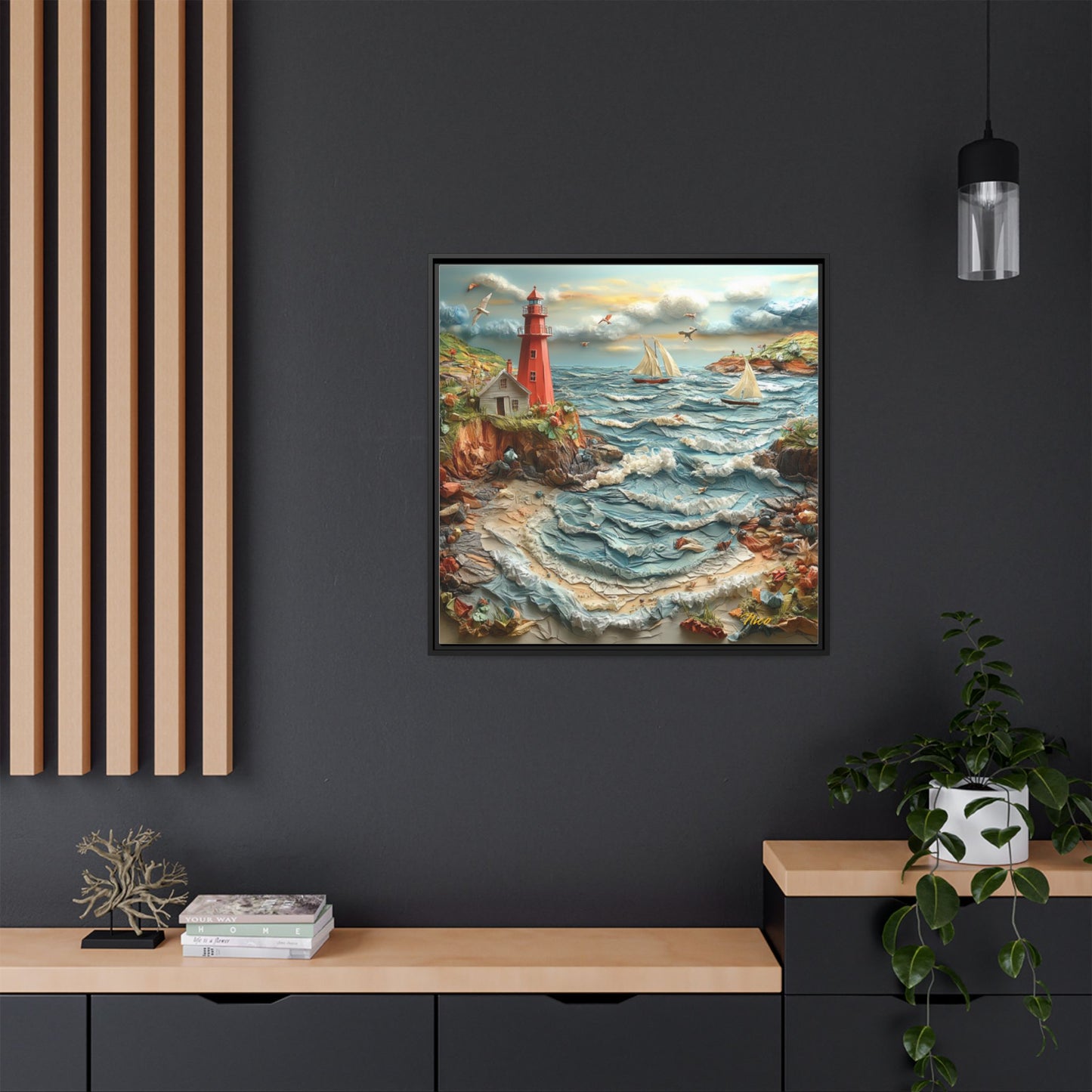 By The Seaside Series Print #2 - Black Framed Canvas Print