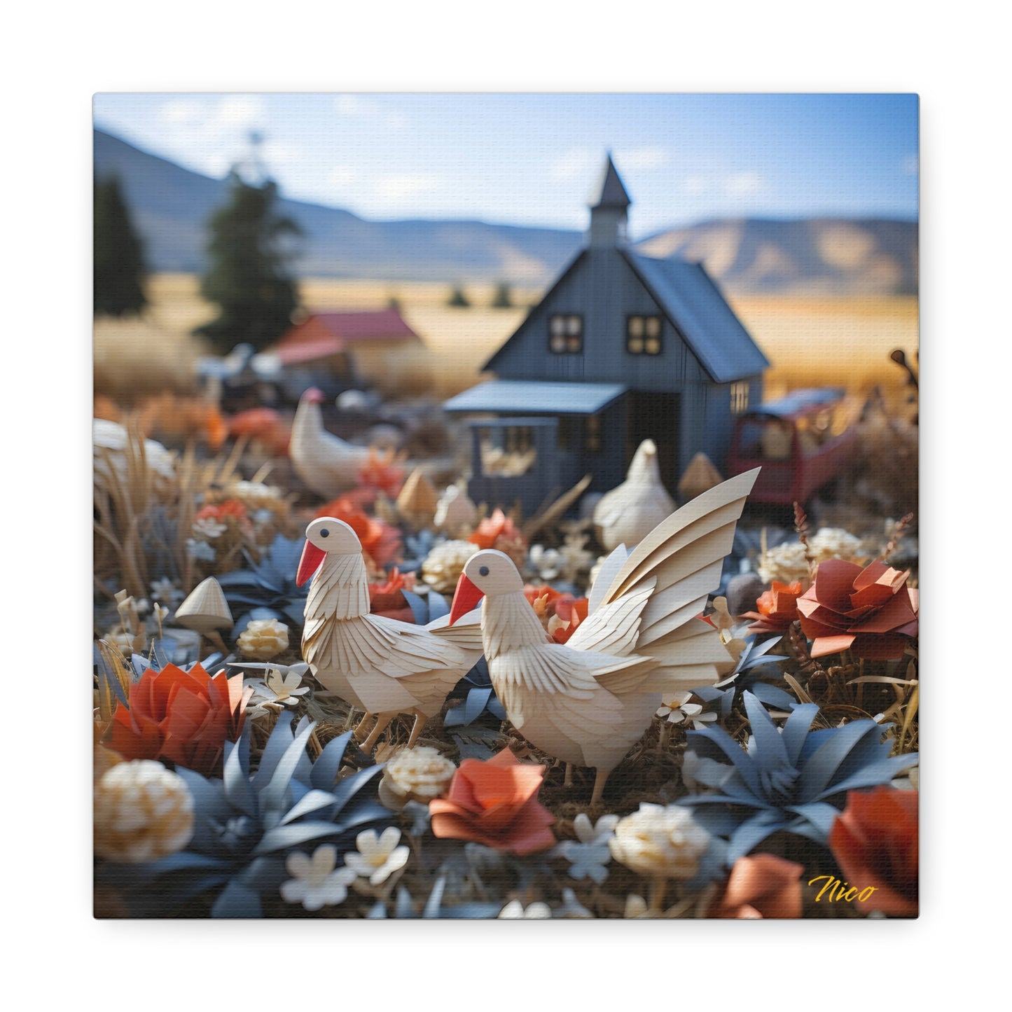 Meadow By The Farm Series Print #6 - Streched Matte Canvas Print, 1.25" Thick