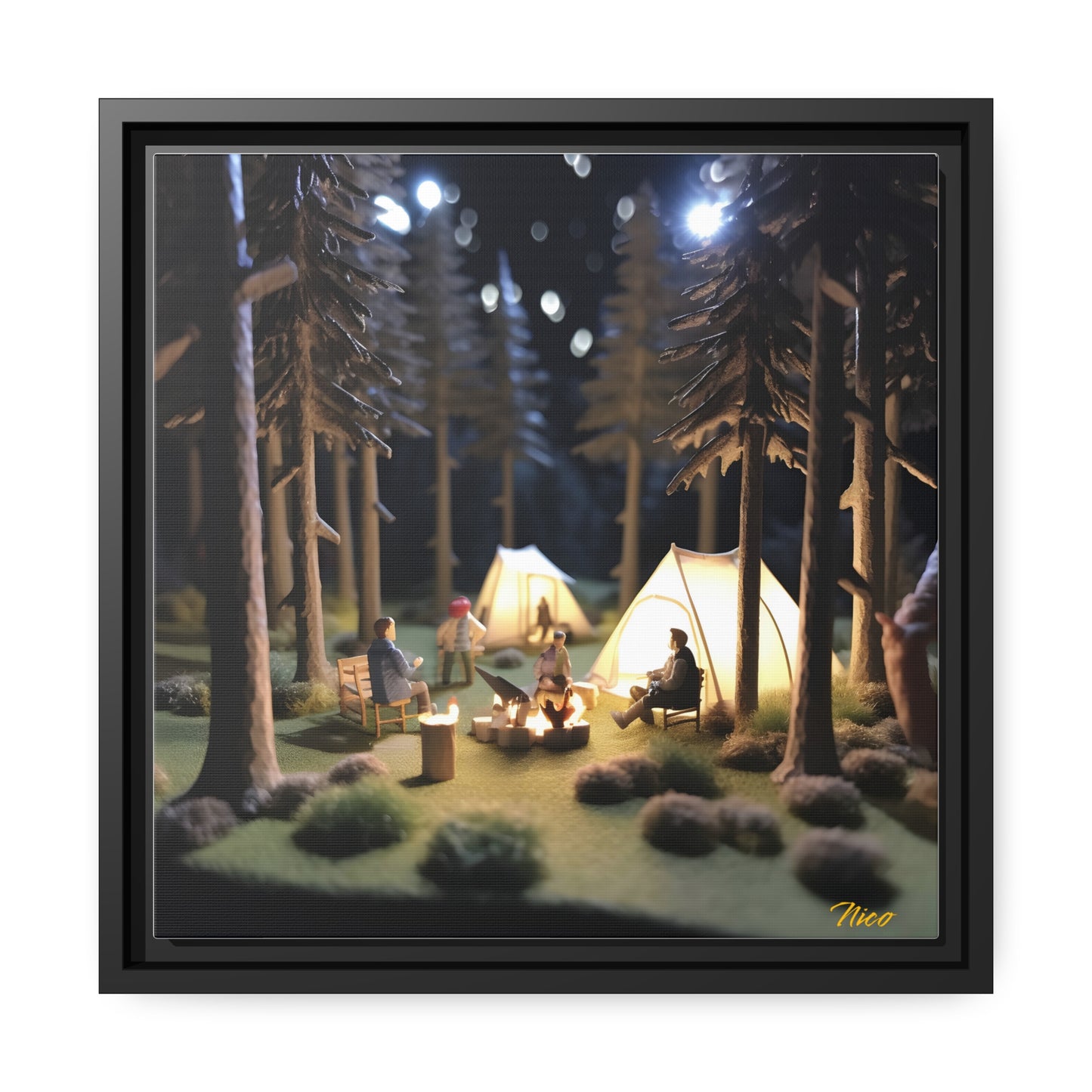 Campfire Series Print #7 - Black Framed Canvas Print