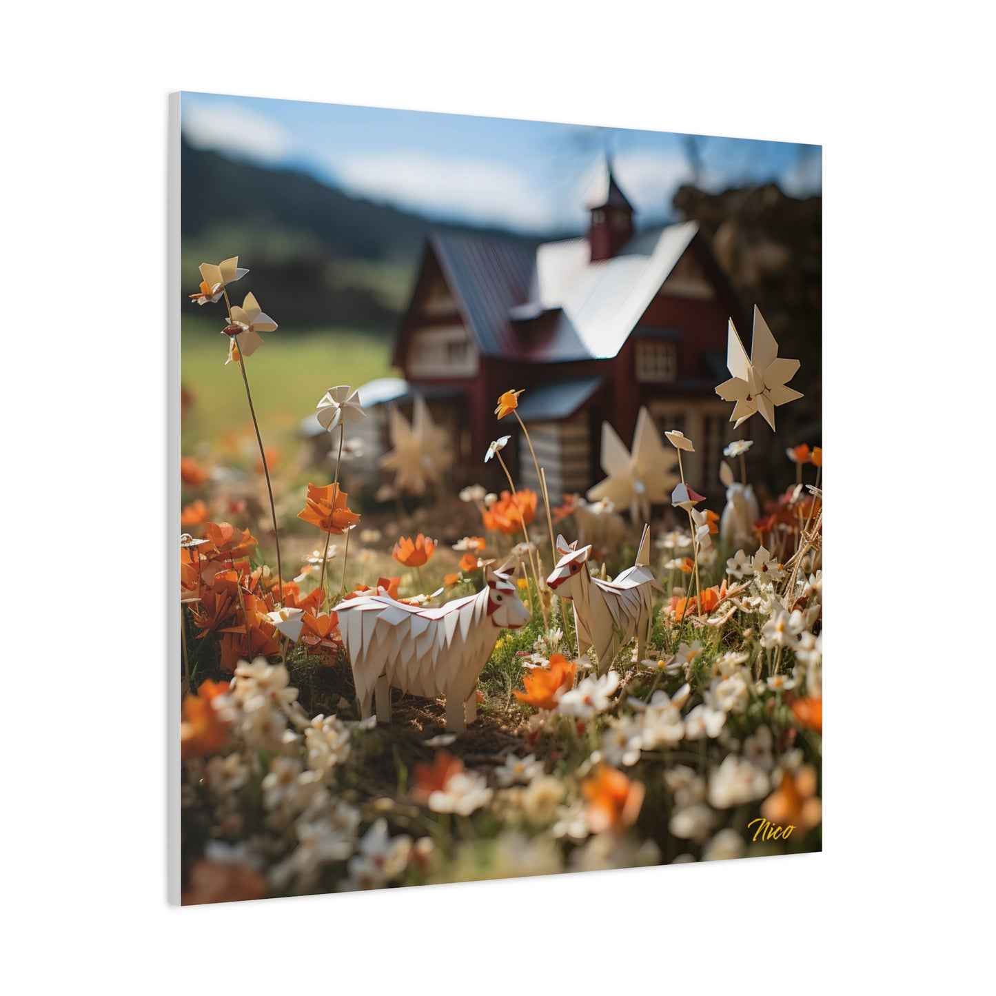 Meadow By The Farm Series Print #10 - Streched Matte Canvas Print, 1.25" Thick