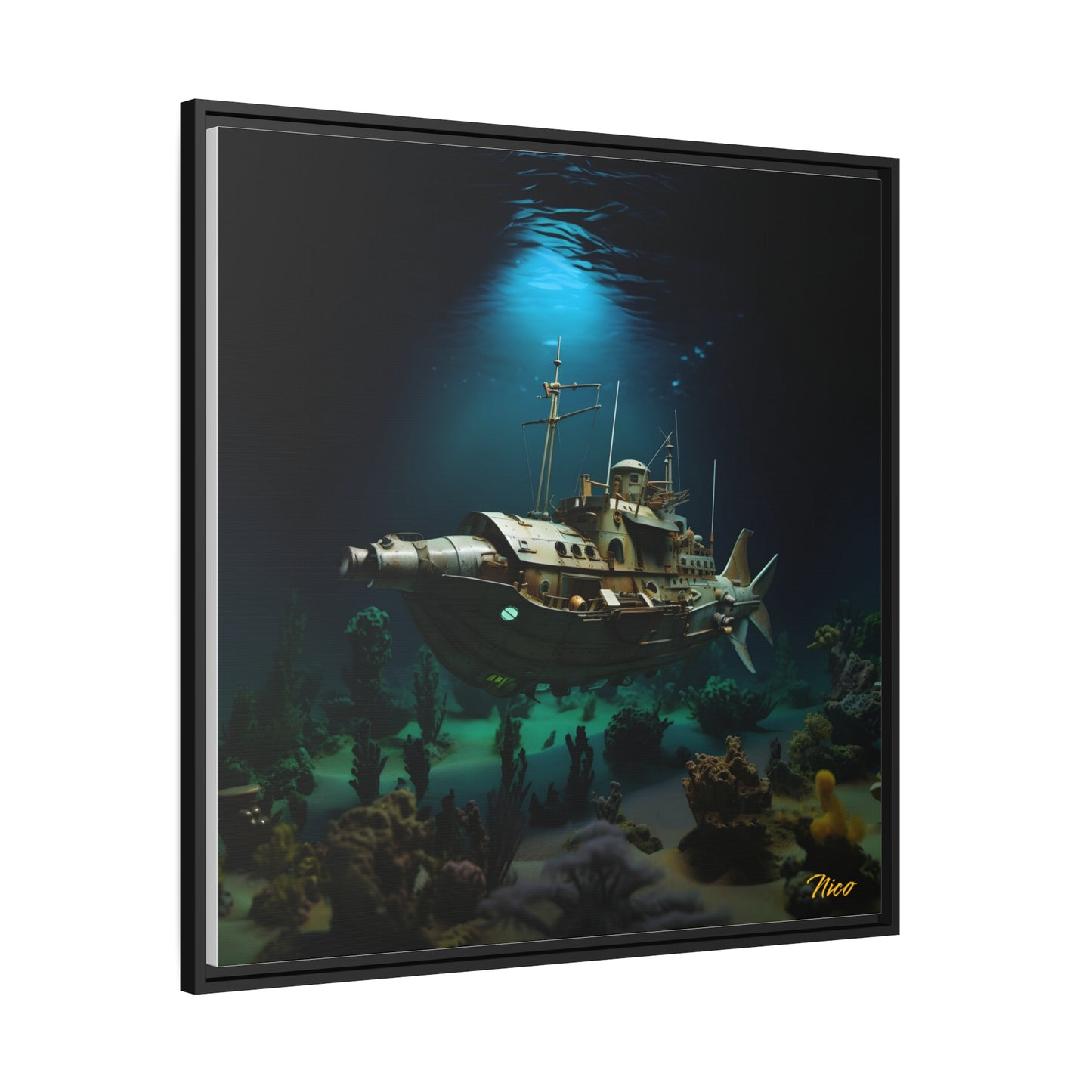 20,000 Under The Sea Series Print #7 - Black Framed Canvas Print