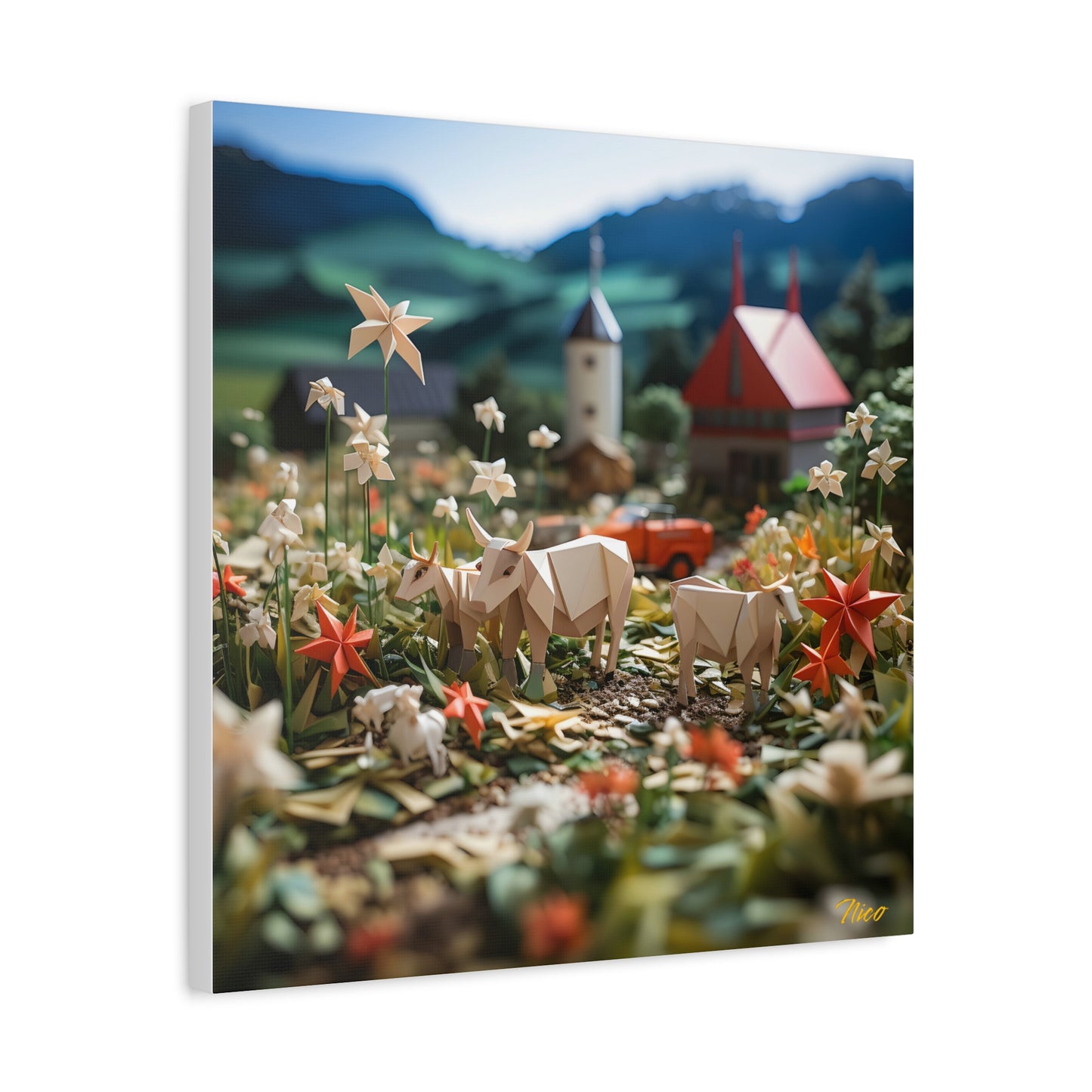 Meadow By The Farm Series Print #5 - Streched Matte Canvas Print, 1.25" Thick