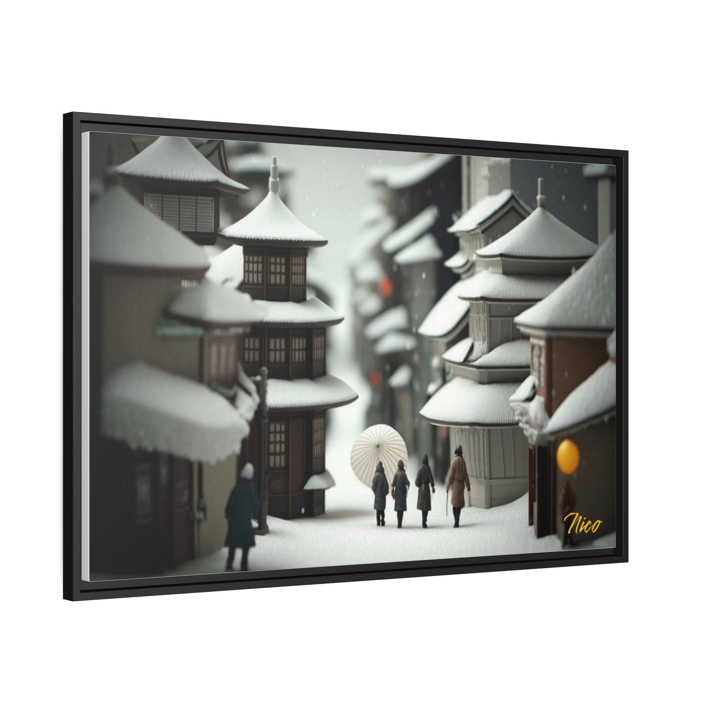 Asian Snow Series Print #3 - Extended Black Framed Canvas Print