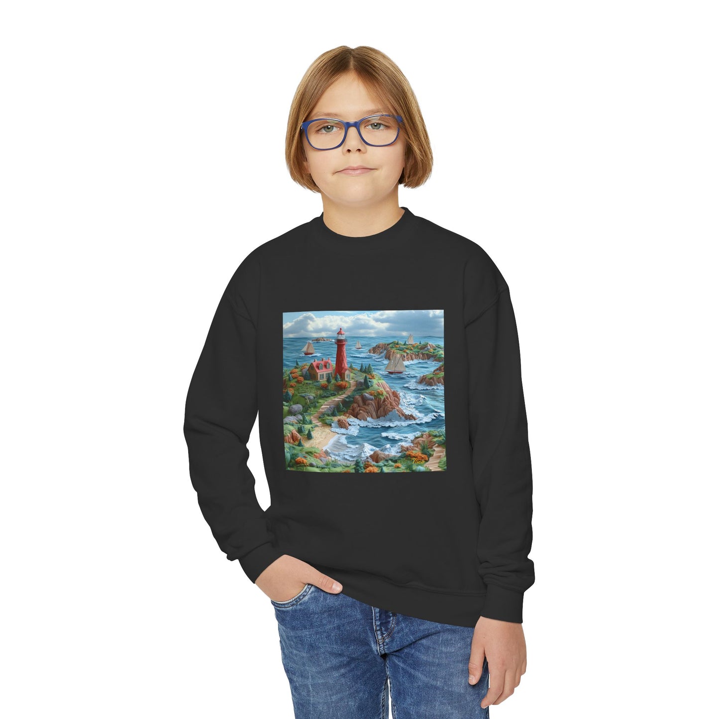 By The Seaside Series Print #6 Youth Crewneck Sweatshirt