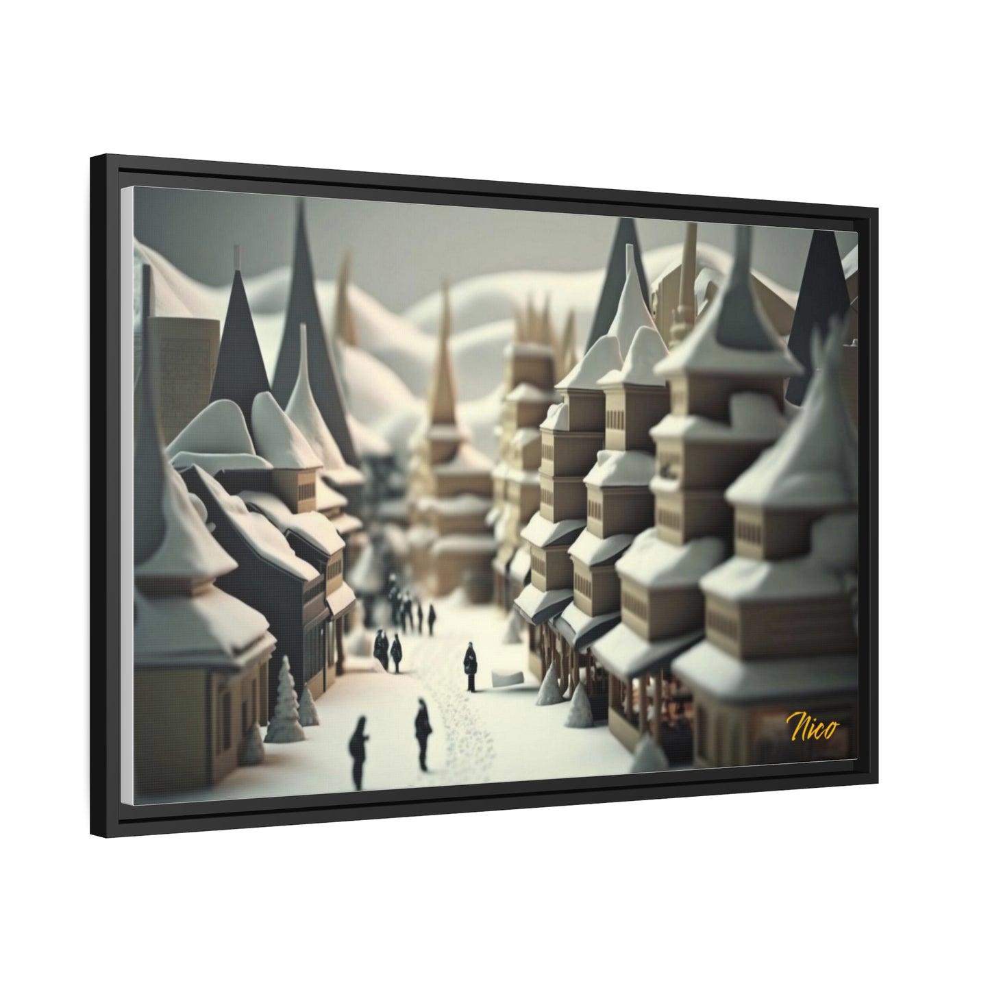 Asian Snow Series Print #1 - Extended Black Framed Canvas Print