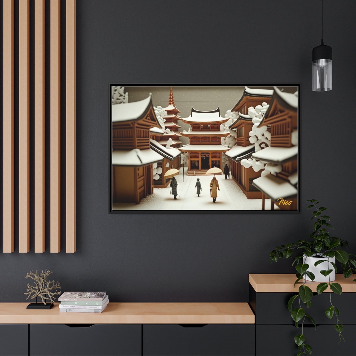 Asian Snow Series Print #10 - Extended Black Framed Canvas Print