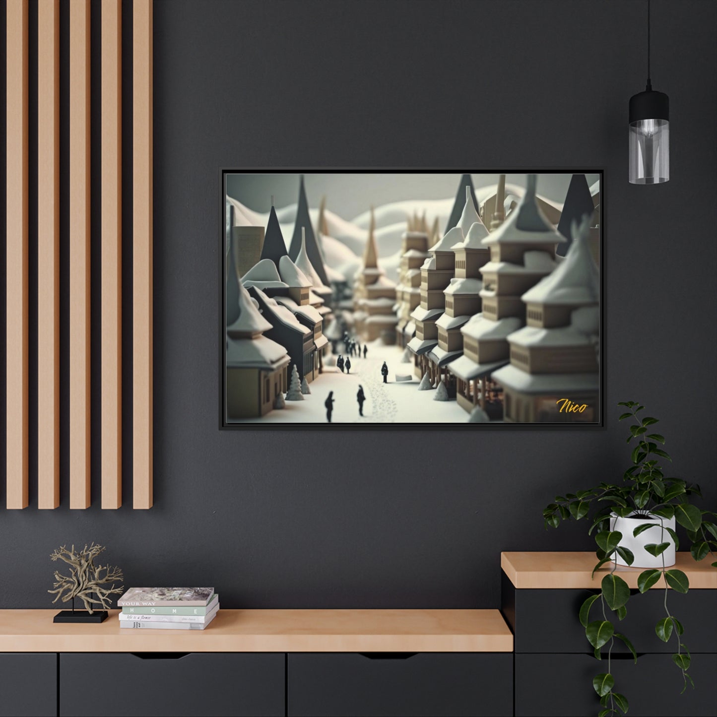 Asian Snow Series Print #1 - Extended Black Framed Canvas Print