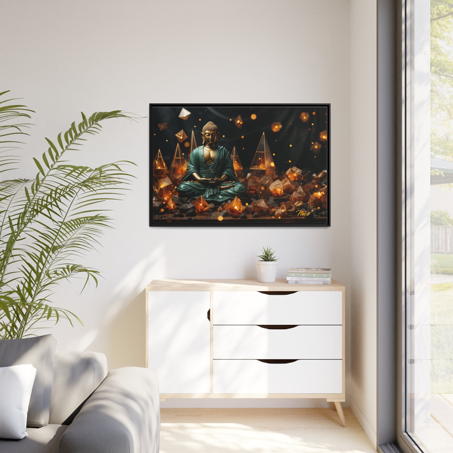 Ascending Buddha Series Print #4 - Black Framed Canvas Print