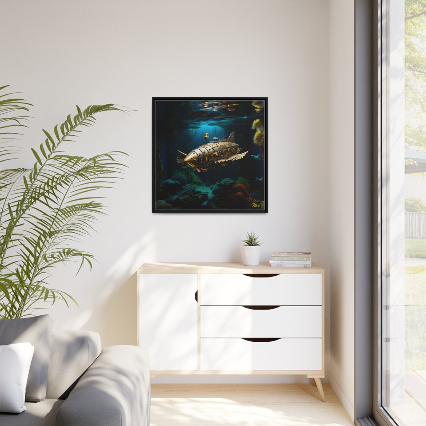 20,000 Under The Sea Series Print #9 - Black Framed Canvas Print