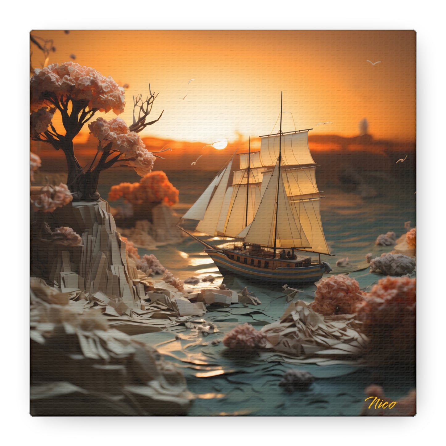 Into The Sunset Series Print #3 - Streched Matte Canvas Print, 1.25" Thick