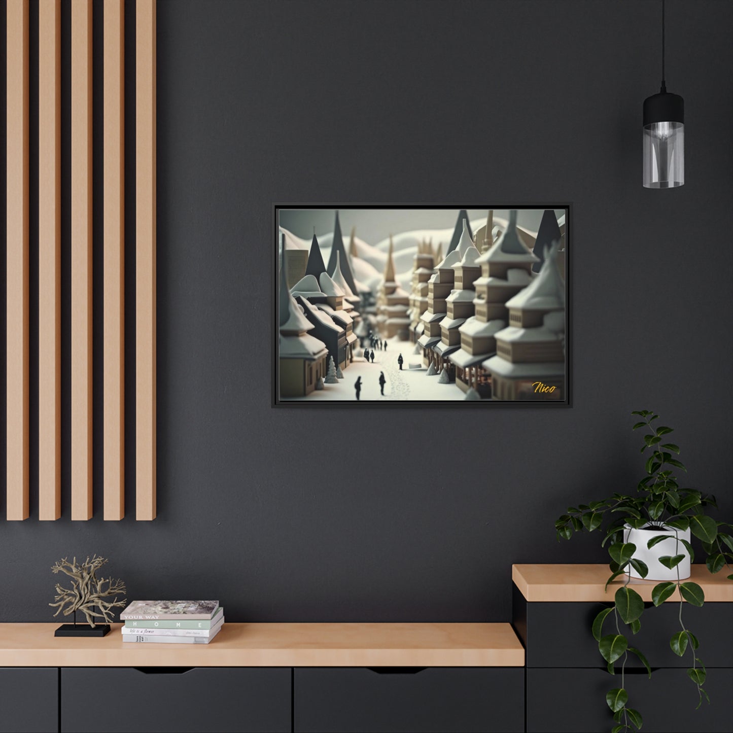 Asian Snow Series Print #1 - Extended Black Framed Canvas Print