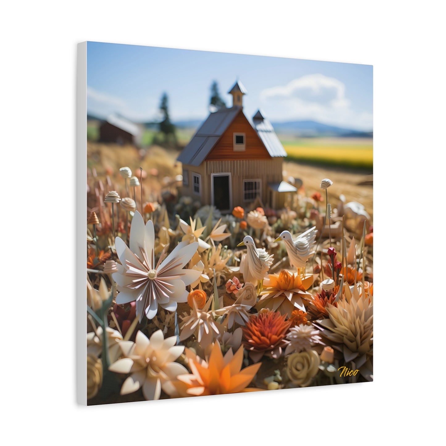 Meadow By The Farm Series Print #4 - Streched Matte Canvas Print, 1.25" Thick