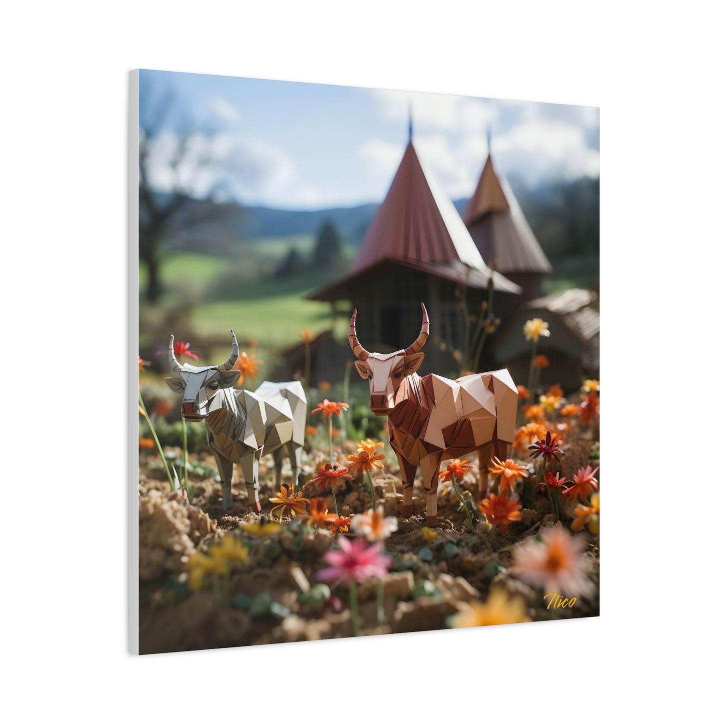 Meadow By The Farm Series Print #8 - Streched Matte Canvas Print, 1.25" Thick