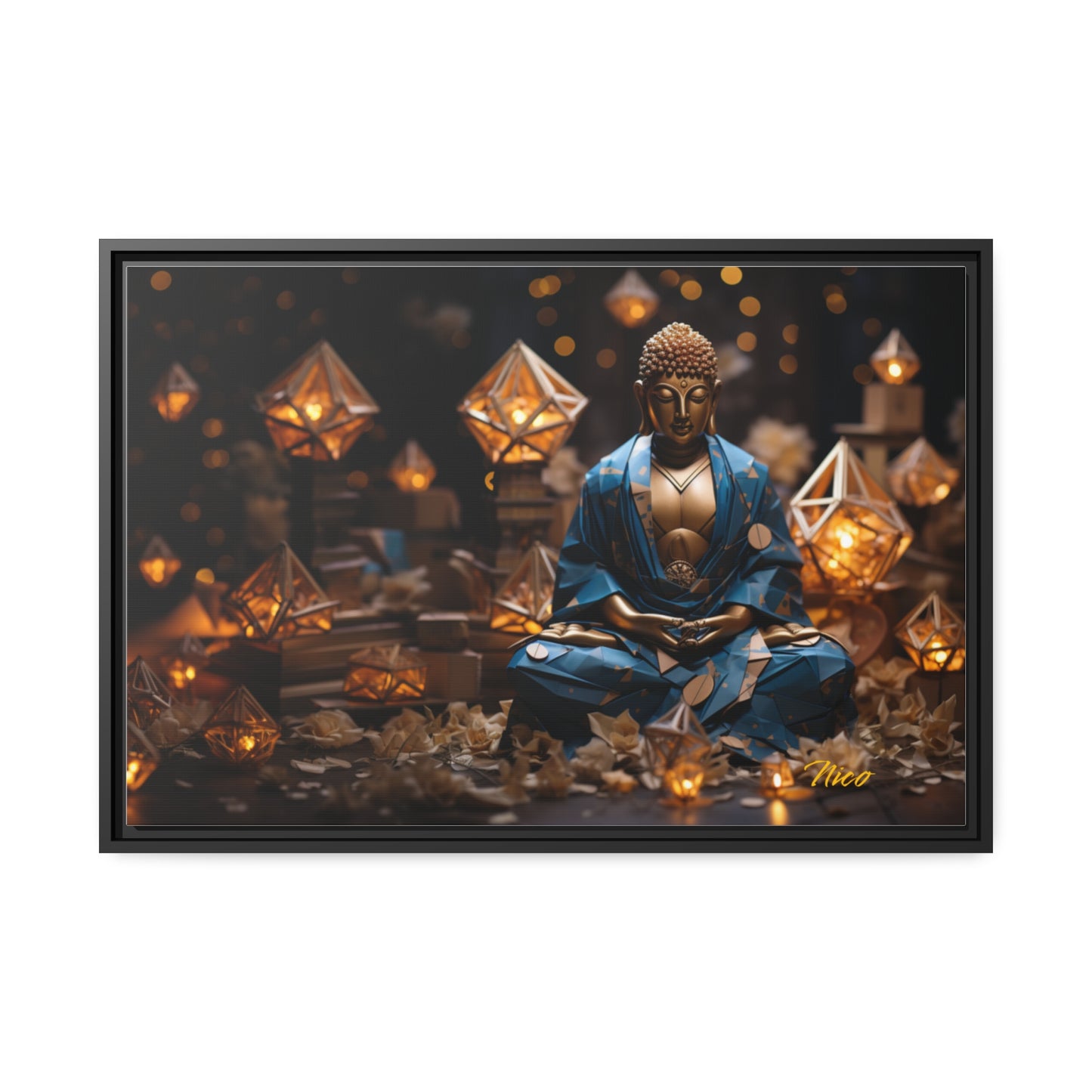 Ascending Buddha Series Print #3 - Black Framed Canvas Print