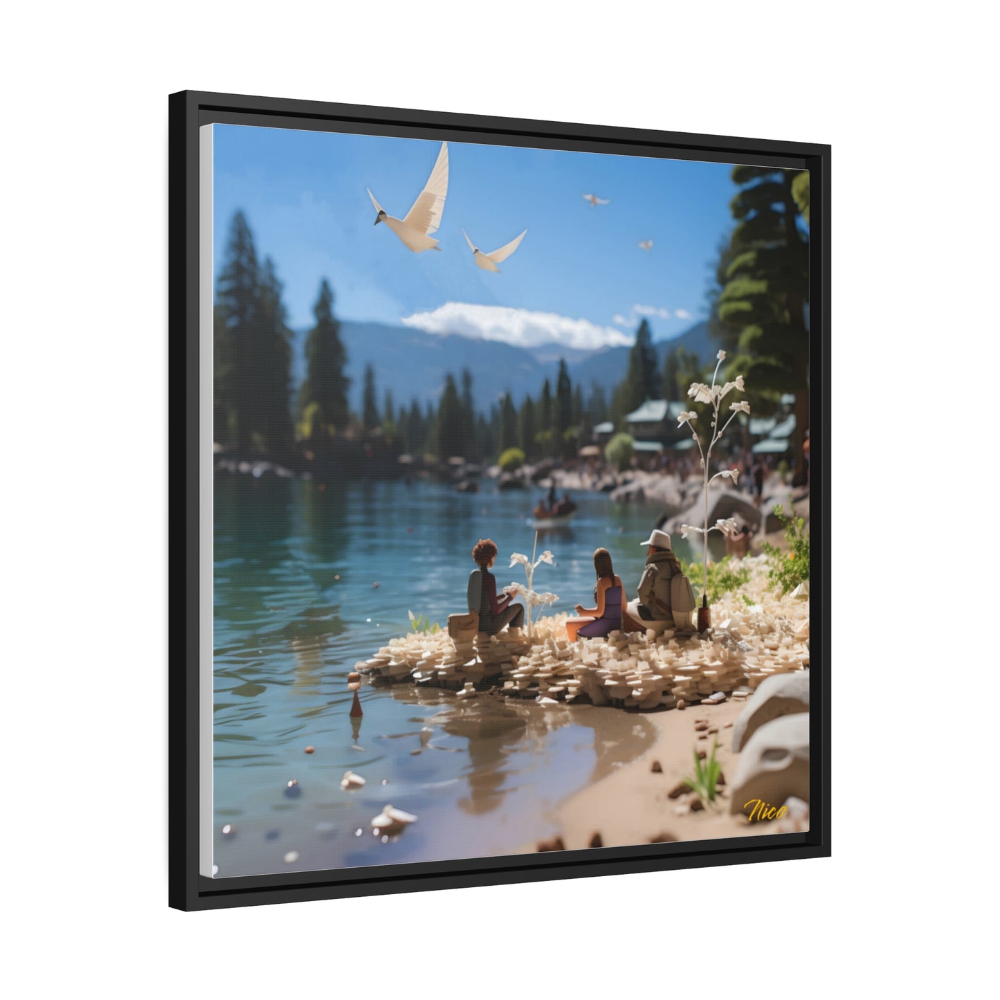 Mountain Lake Series Print #7 - Black Framed Canvas Print