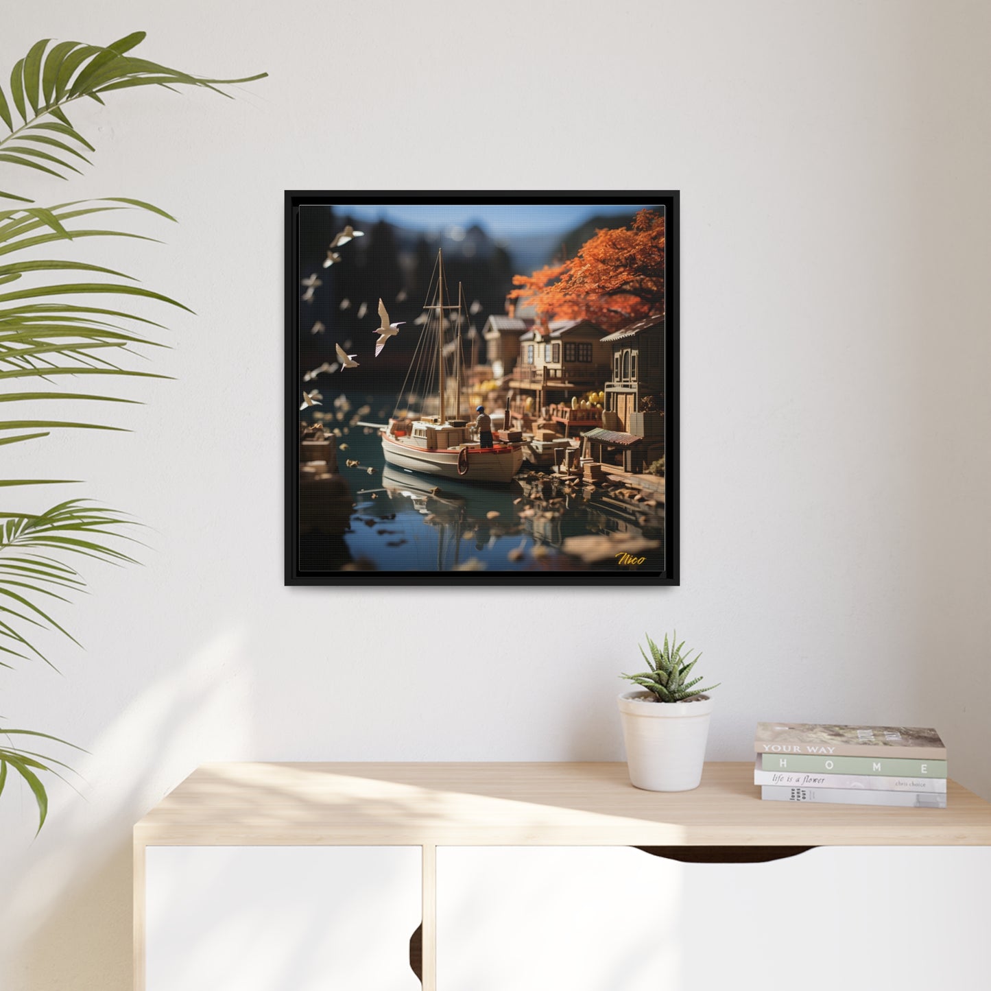 On The Docks By The Bay Series Print #1 - Black Framed Canvas Print