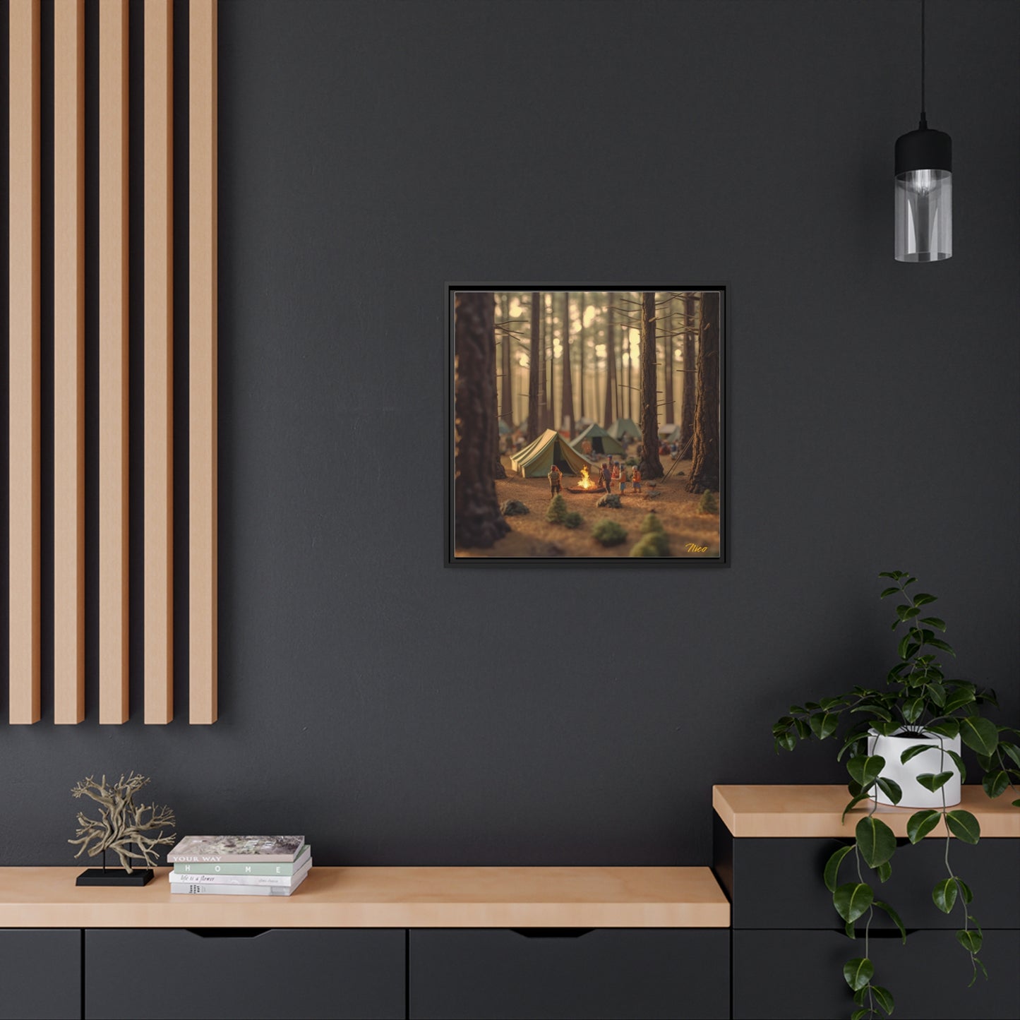 Campfire Series Print #3 - Black Framed Canvas Print