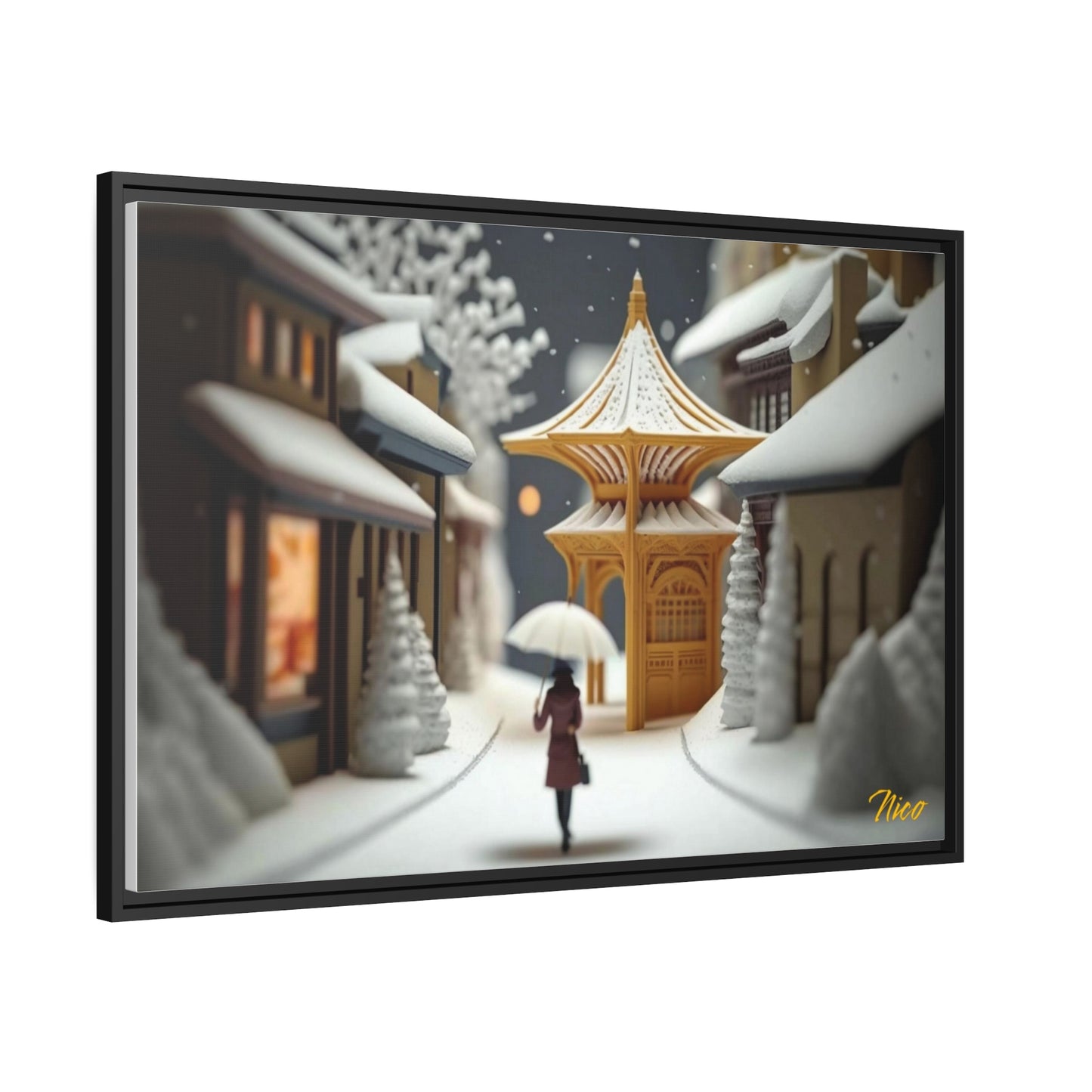 Asian Snow Series Print #5 - Extended Black Framed Canvas Print