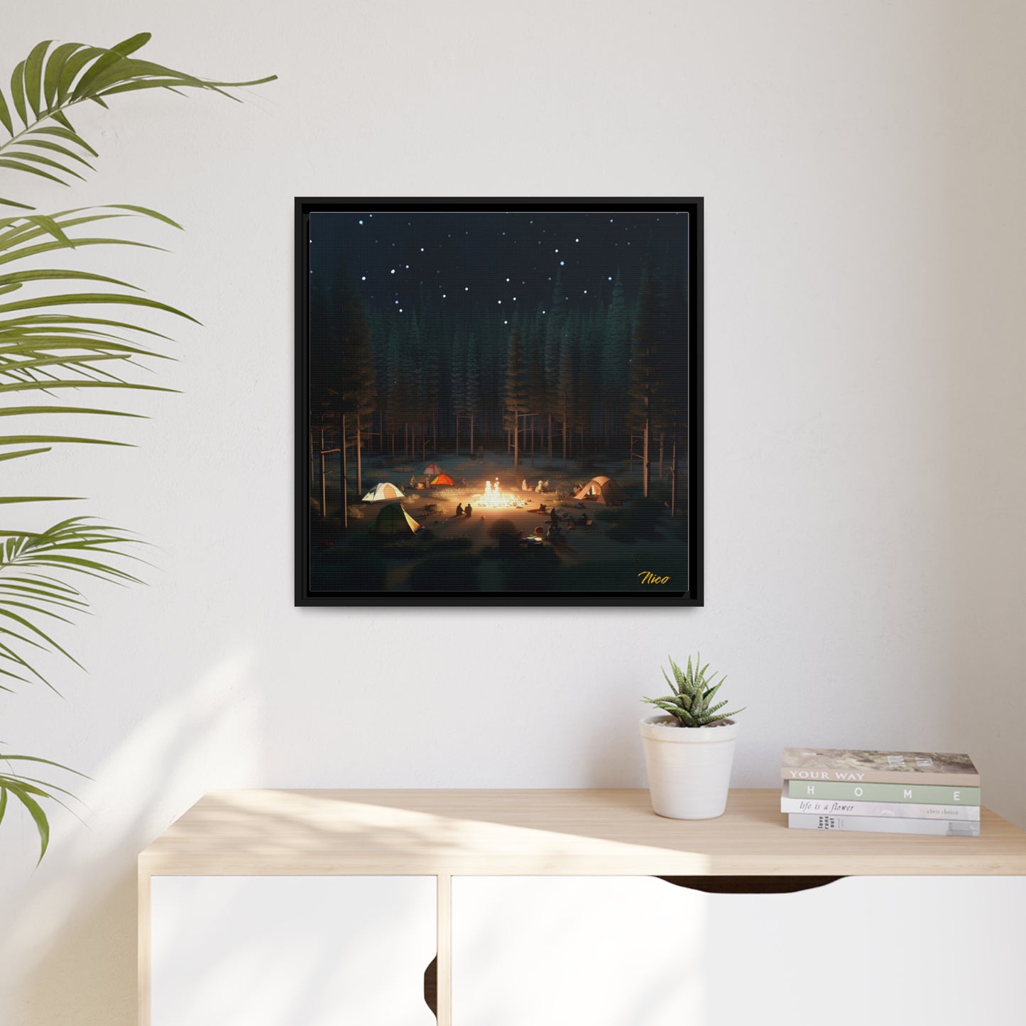 Campfire Series Print #2 - Black Framed Canvas Print