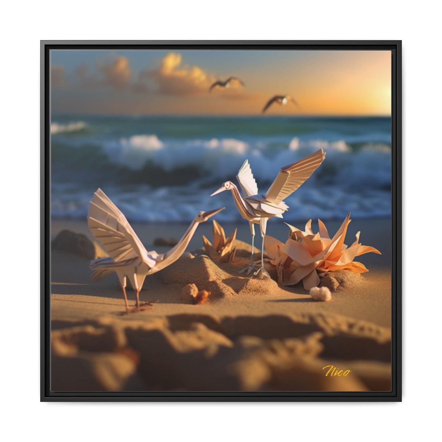 By The Seaside Series Print #3 - Black Framed Canvas Print