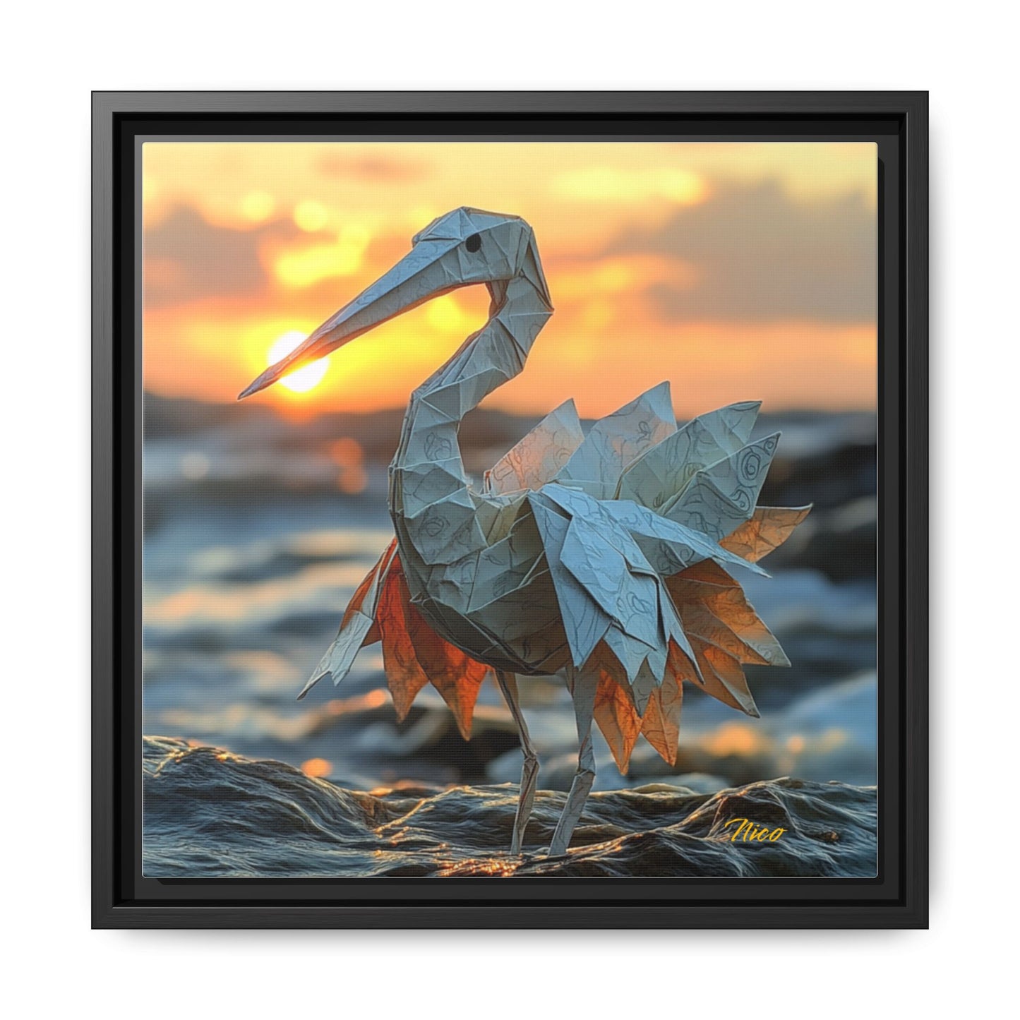 By The Seaside Series Print #1 - Black Framed Canvas Print