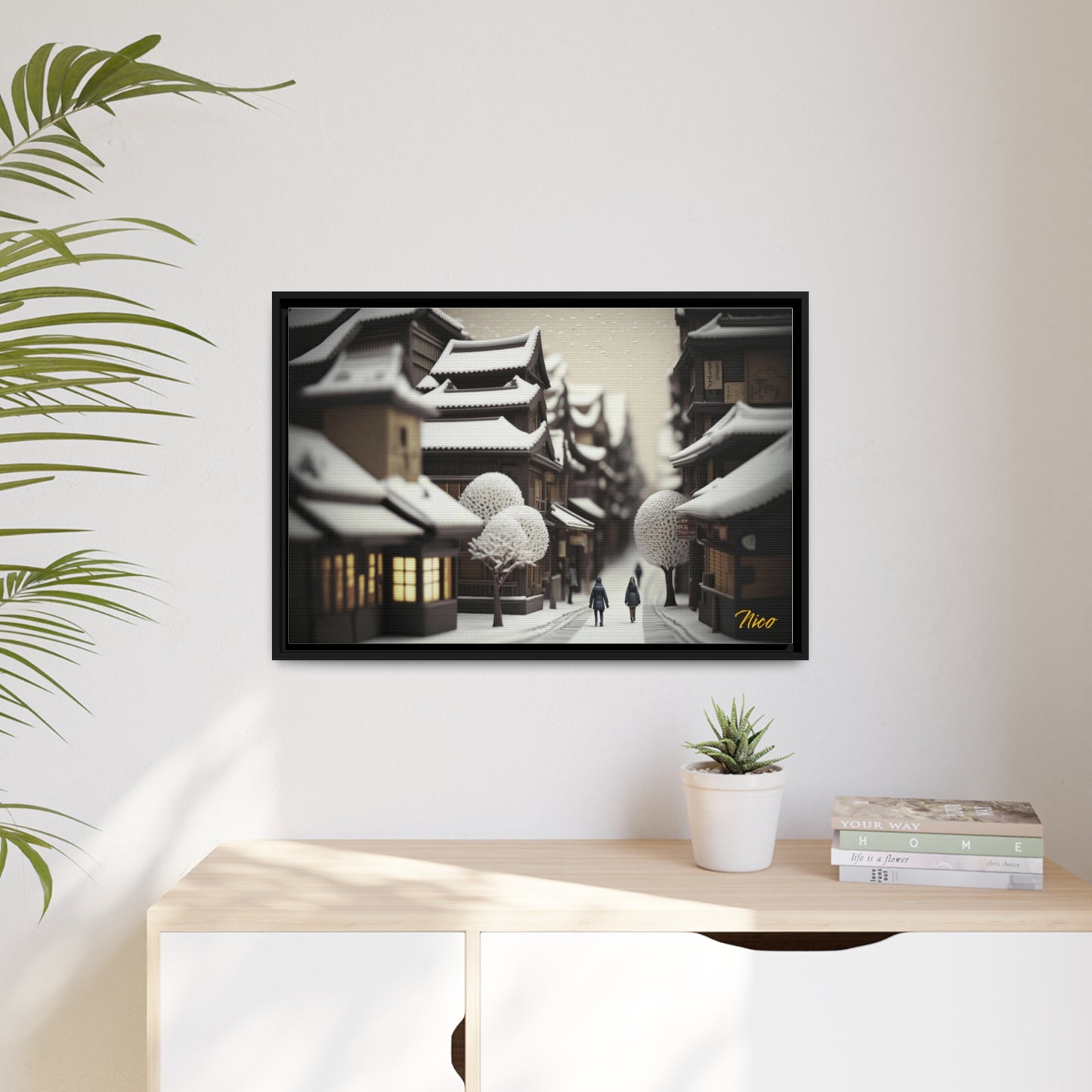 Asian Snow Series Print #7 - Extended Black Framed Canvas Print