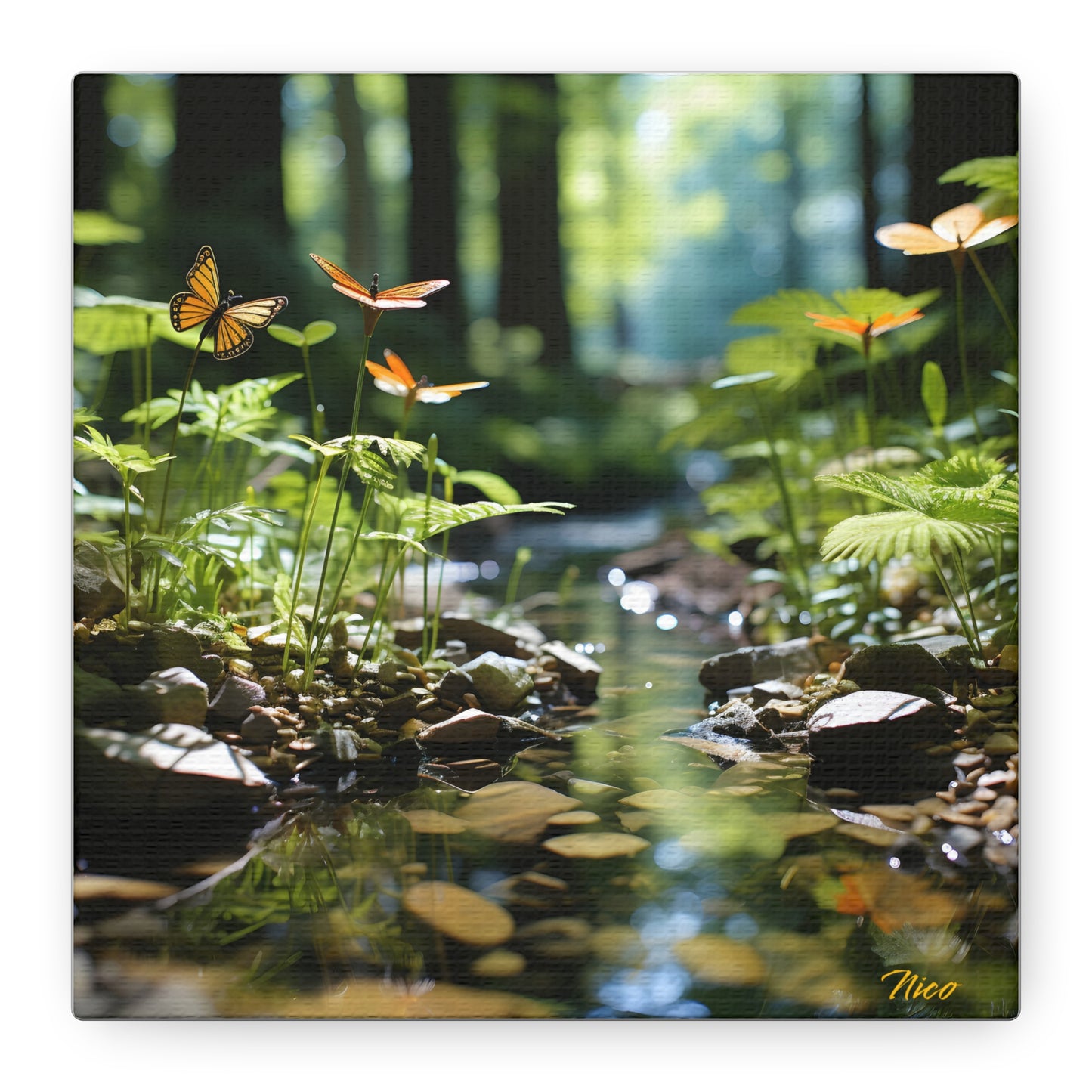 Relaxing By The Brook Series Print #9 - Streched Matte Canvas Print, 1.25" Thick