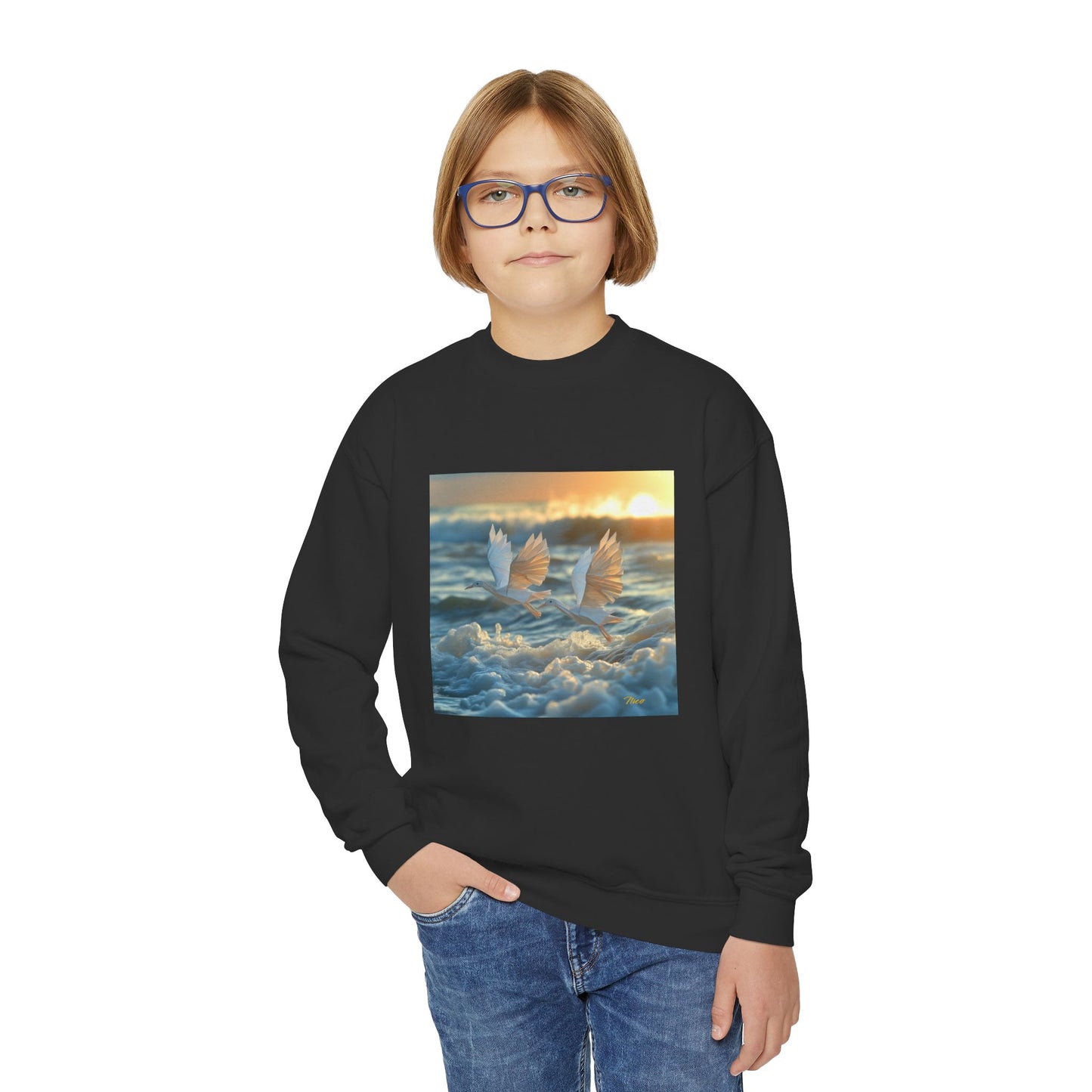 By The Seaside Series Print #5 Youth Crewneck Sweatshirt