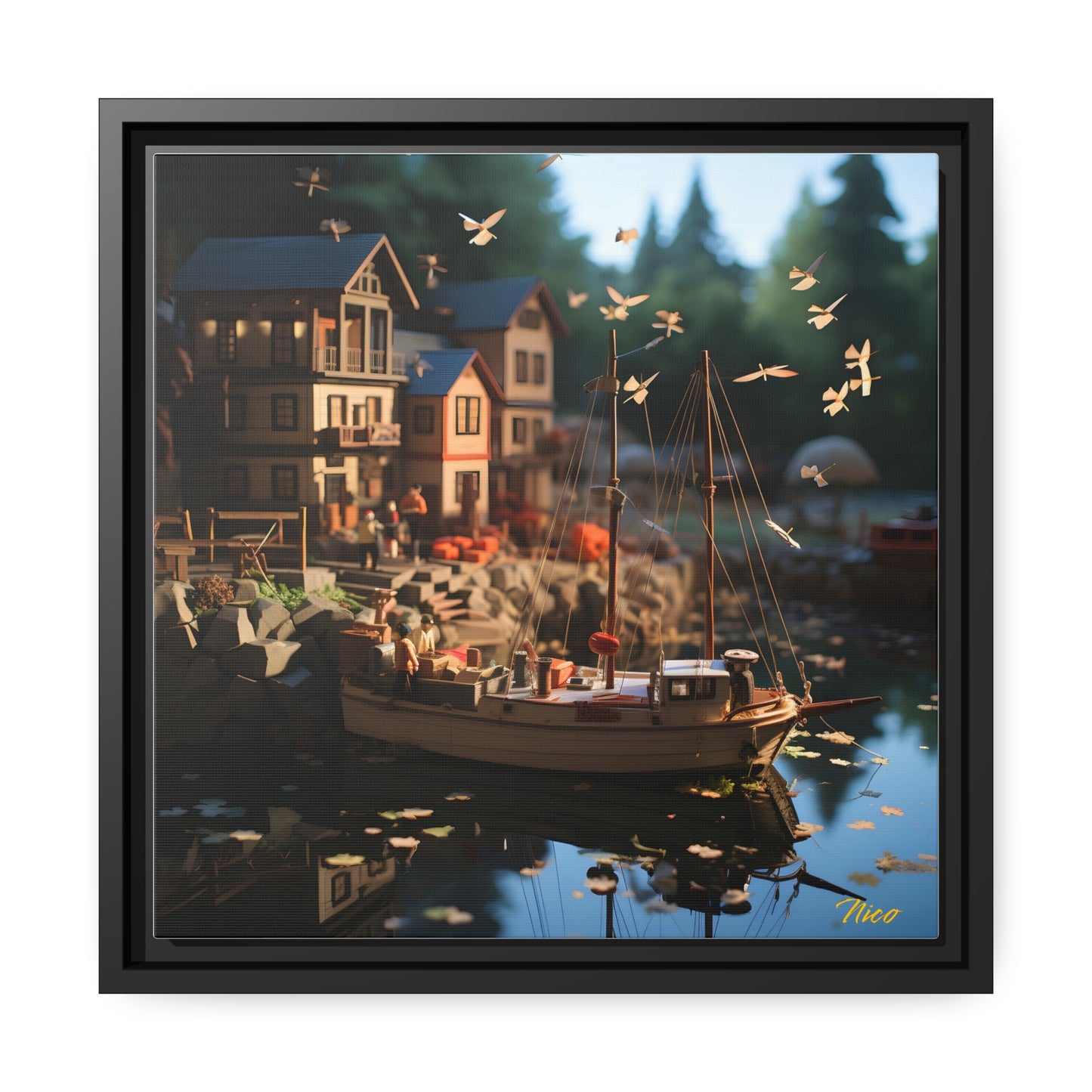 On The Docks By The Bay Series Print #7 - Black Framed Canvas Print