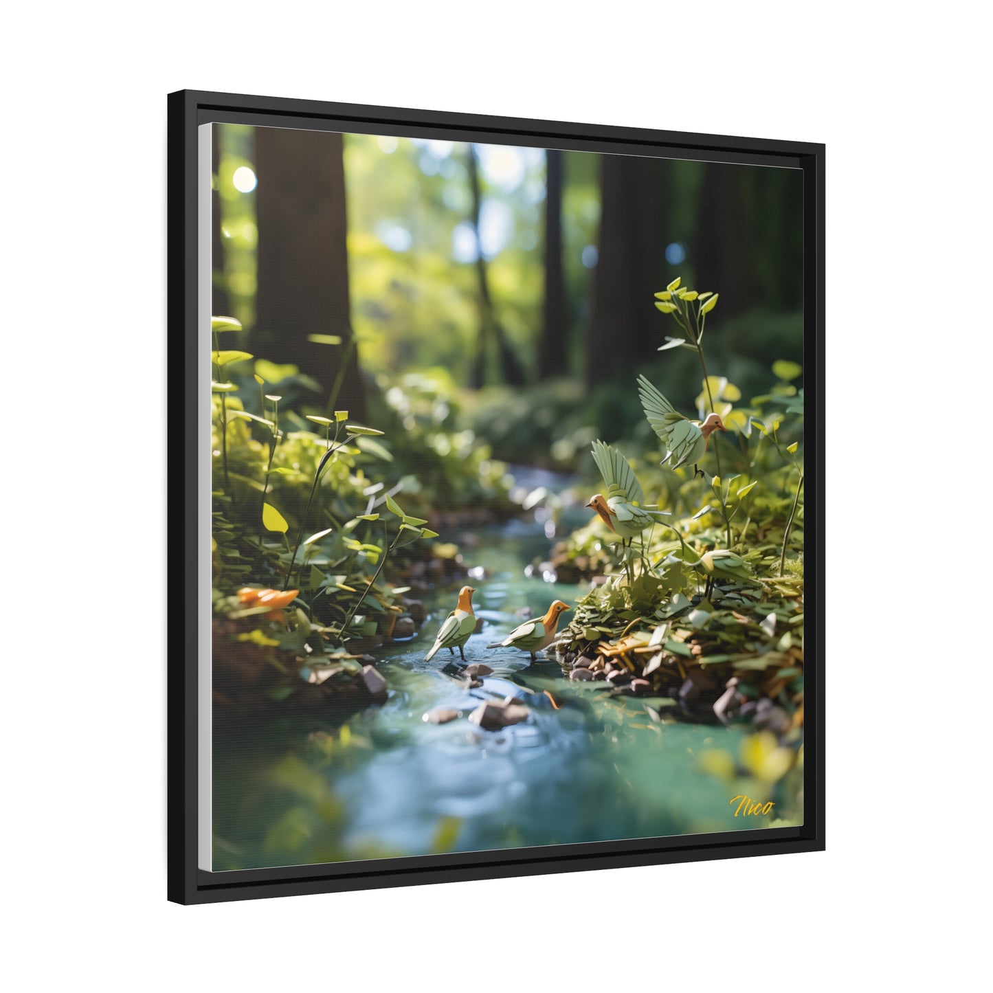 Relaxing By The Brook Series Print #8 - Black Framed Canvas Print