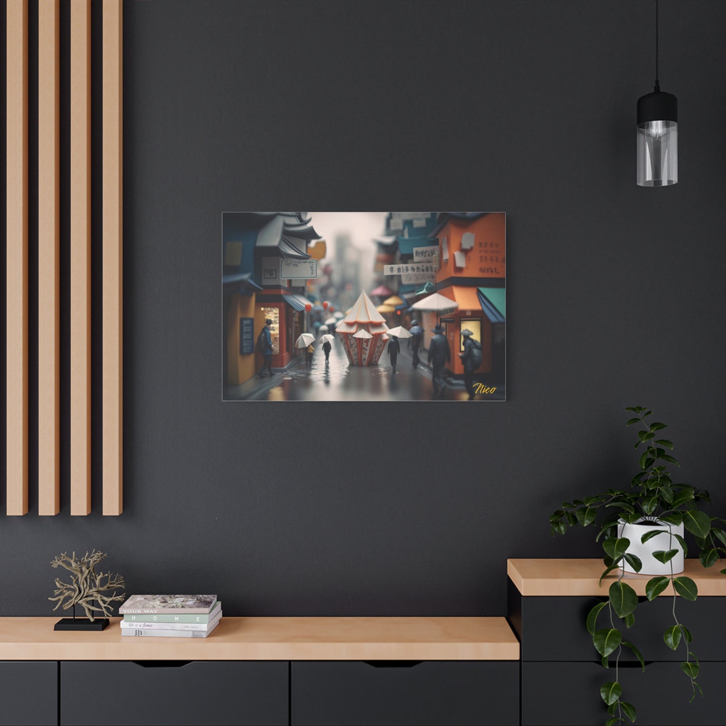 Oriental Rain Series Print #4 - Streched Matte Extended Canvas Print, 1.25" Thick